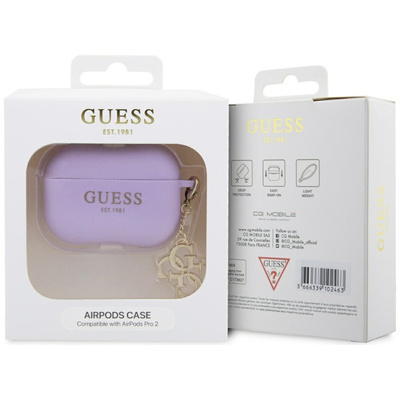 AirPods 3 - GUESS Silicone Case Classic Logo Gold With Charm Purple — estuche (foto 3 de 3)