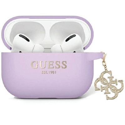 AirPods Pro 2 - GUESS Silicone Case Classic Logo Gold With Charm Magenta