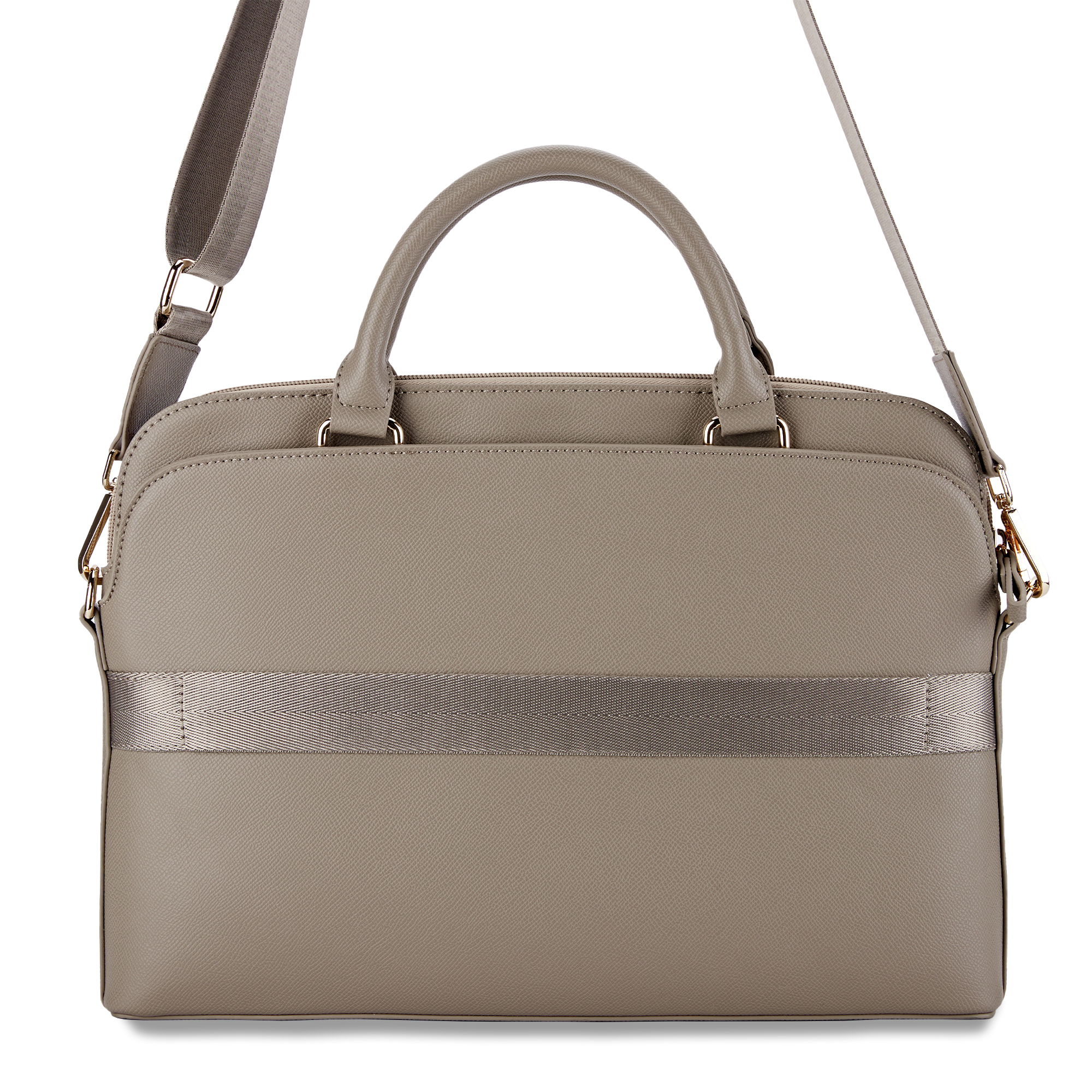 Laptop Bag 15 - GUESS Grained Zipper Pocket Triangle Logo Brown — accesorio (foto 3 de 3)
