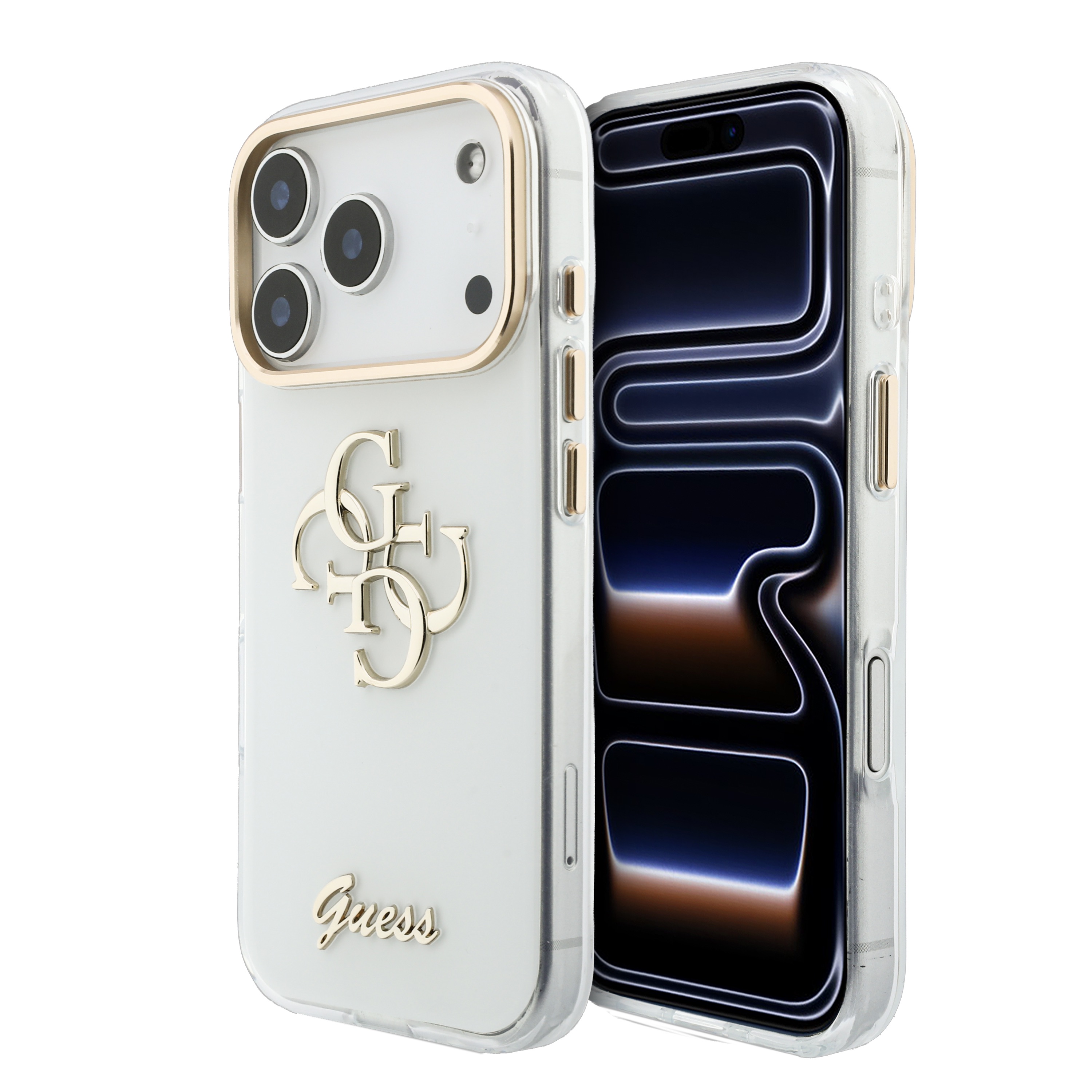 iPhone 17 Pro - GUESS Script Metal White — estuche (foto 2 de 8)