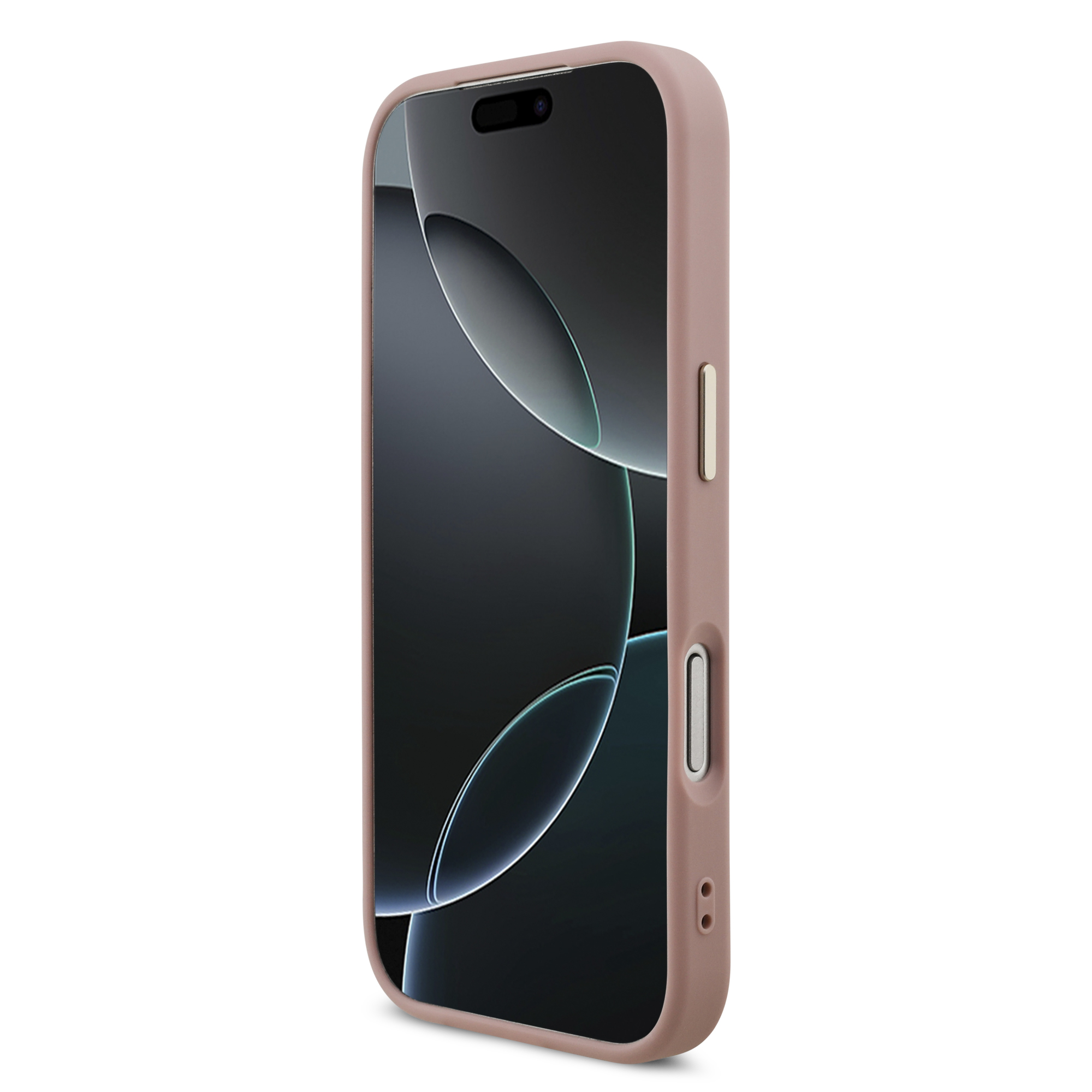 iPhone 17 Pro - GUESS Fixed Glitter Big Metal Frame Pink — estuche (foto 5 de 8)