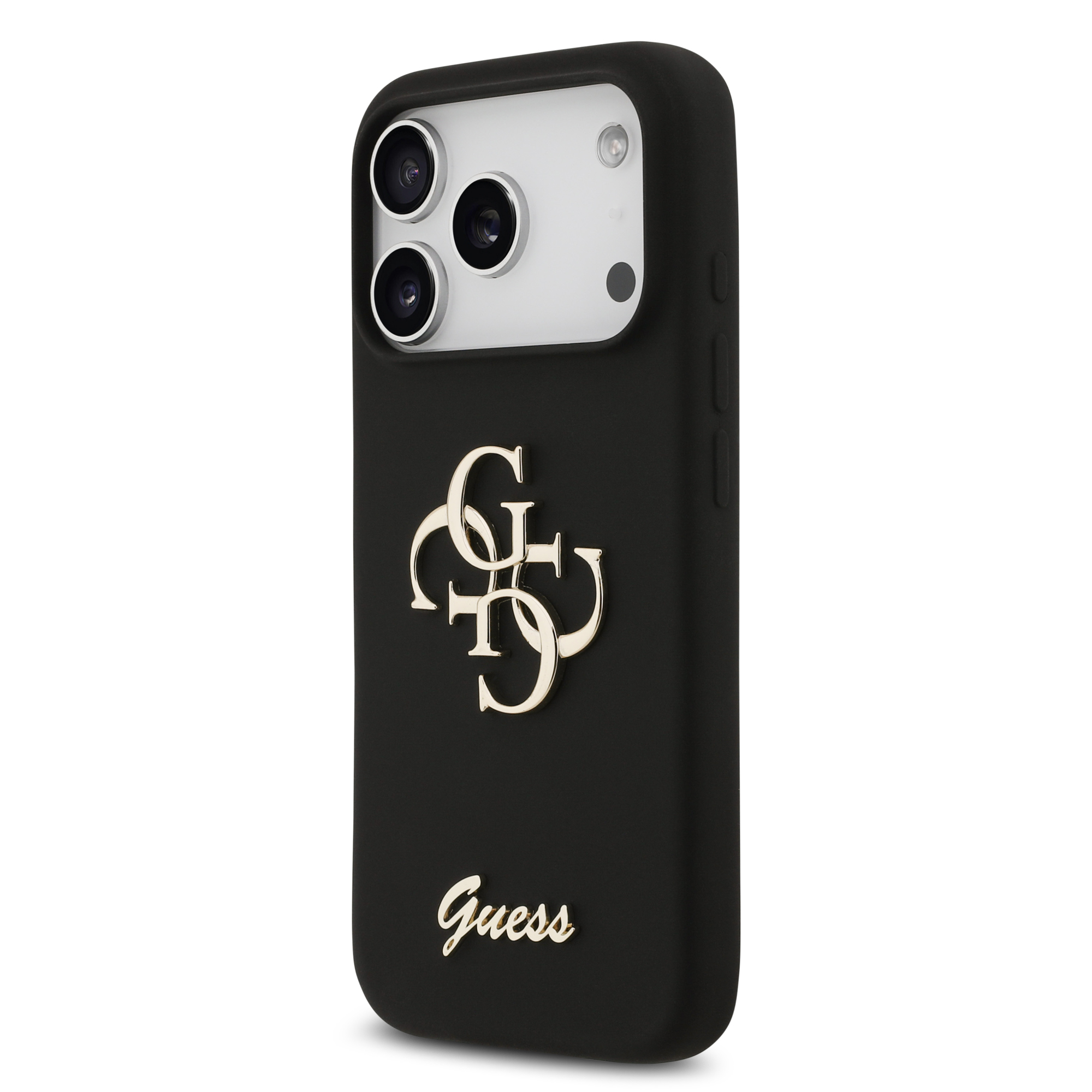 iPhone 17 Pro - GUESS Silicone Big 4G Script Black — estuche (foto 3 de 8)