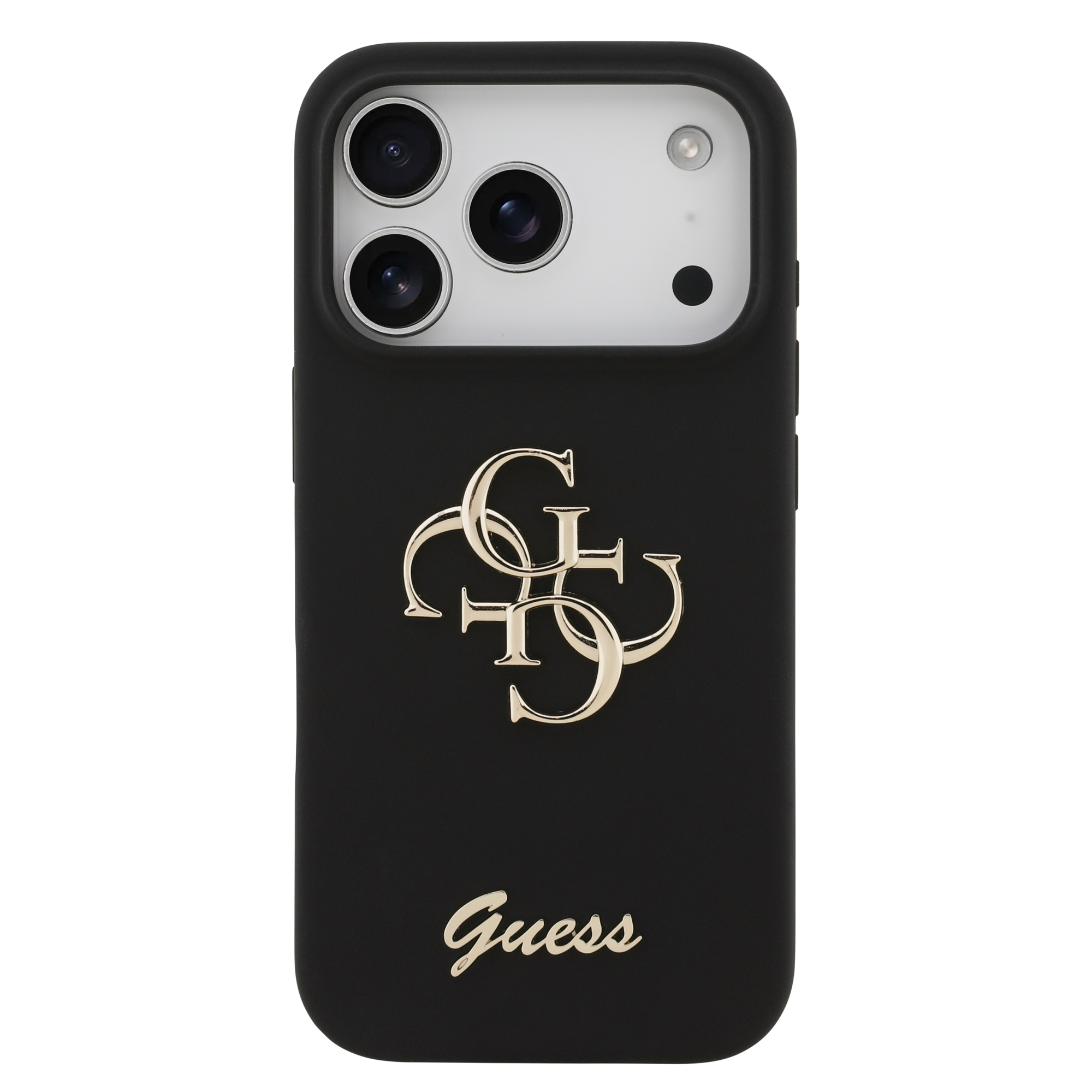 iPhone 17 Pro - GUESS Silicone Big 4G Script Black — estuche