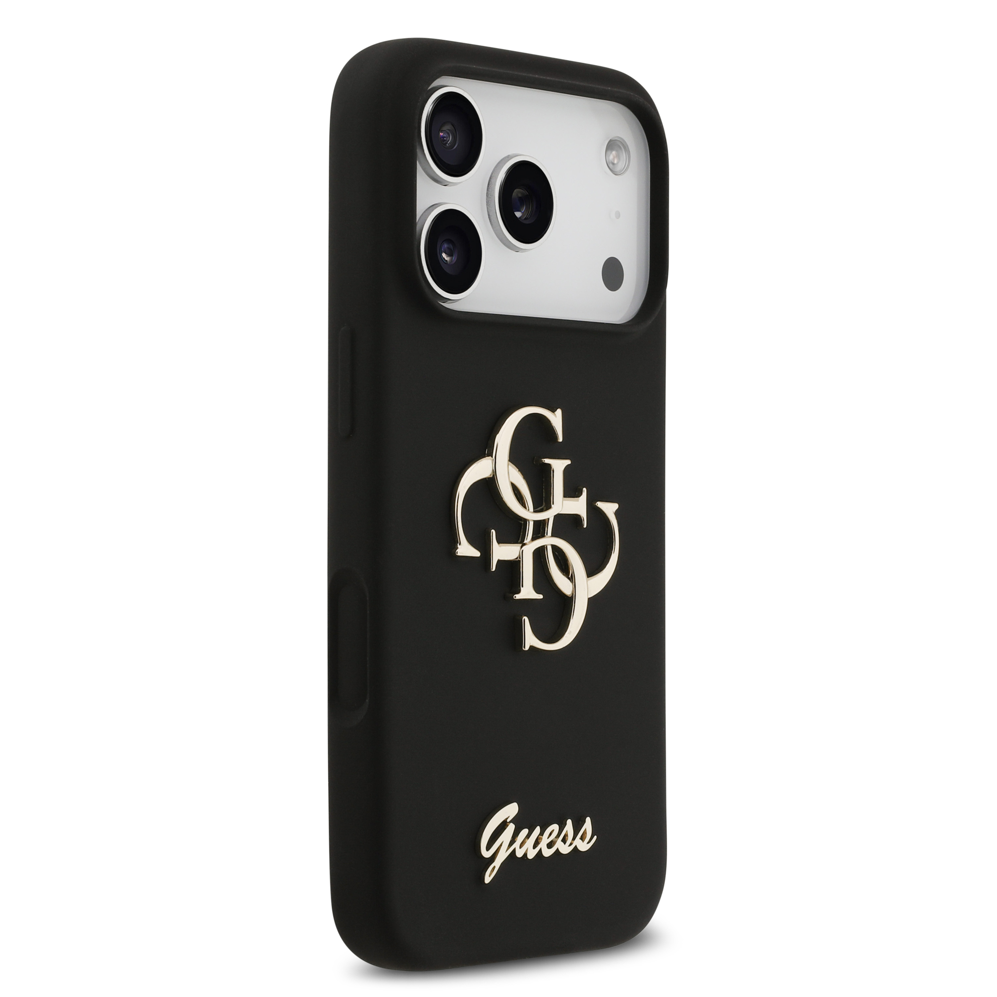 iPhone 17 Pro - GUESS Silicone Big 4G Script Black — estuche (foto 4 de 8)