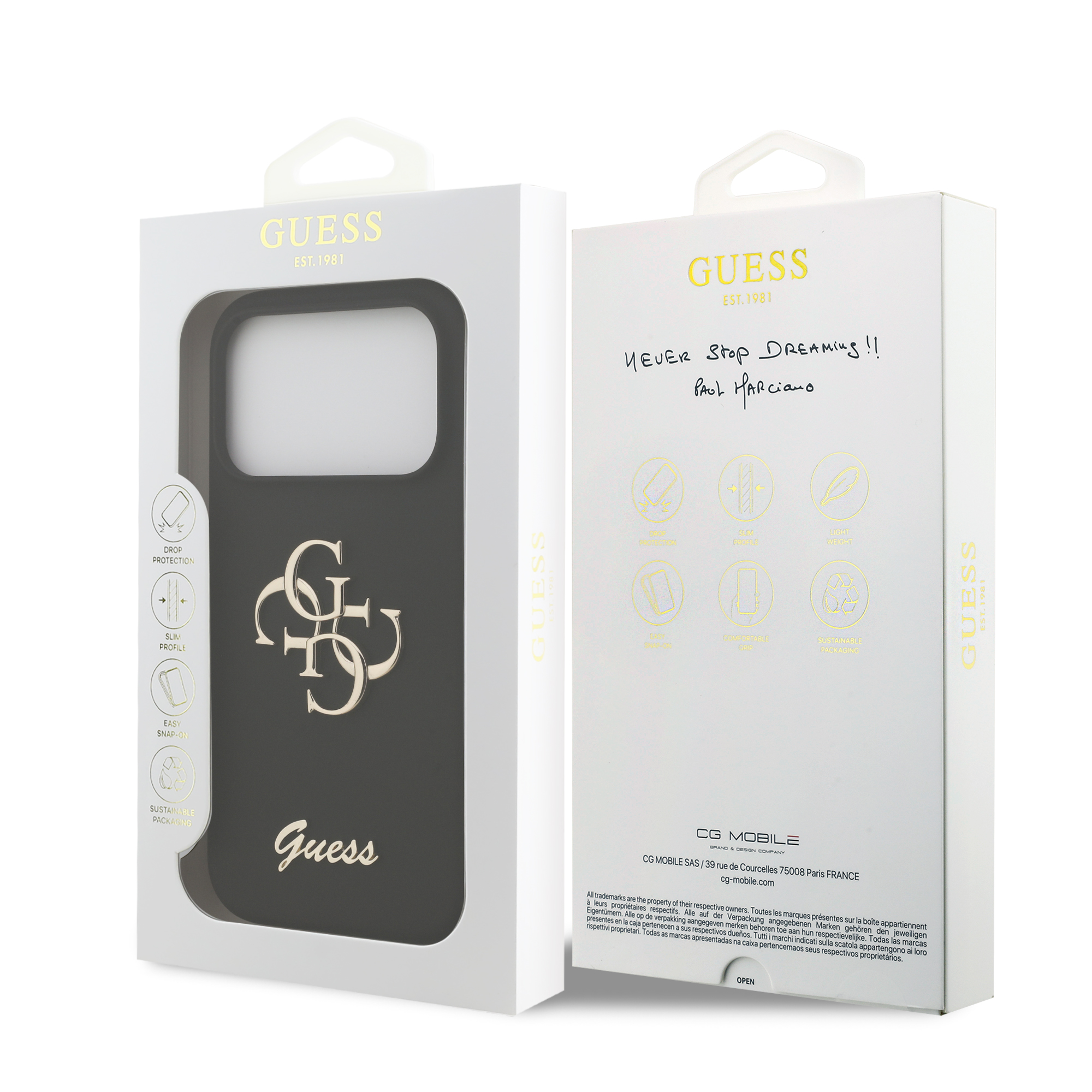 iPhone 17 Pro - GUESS Silicone Big 4G Script Black — estuche (foto 8 de 8)