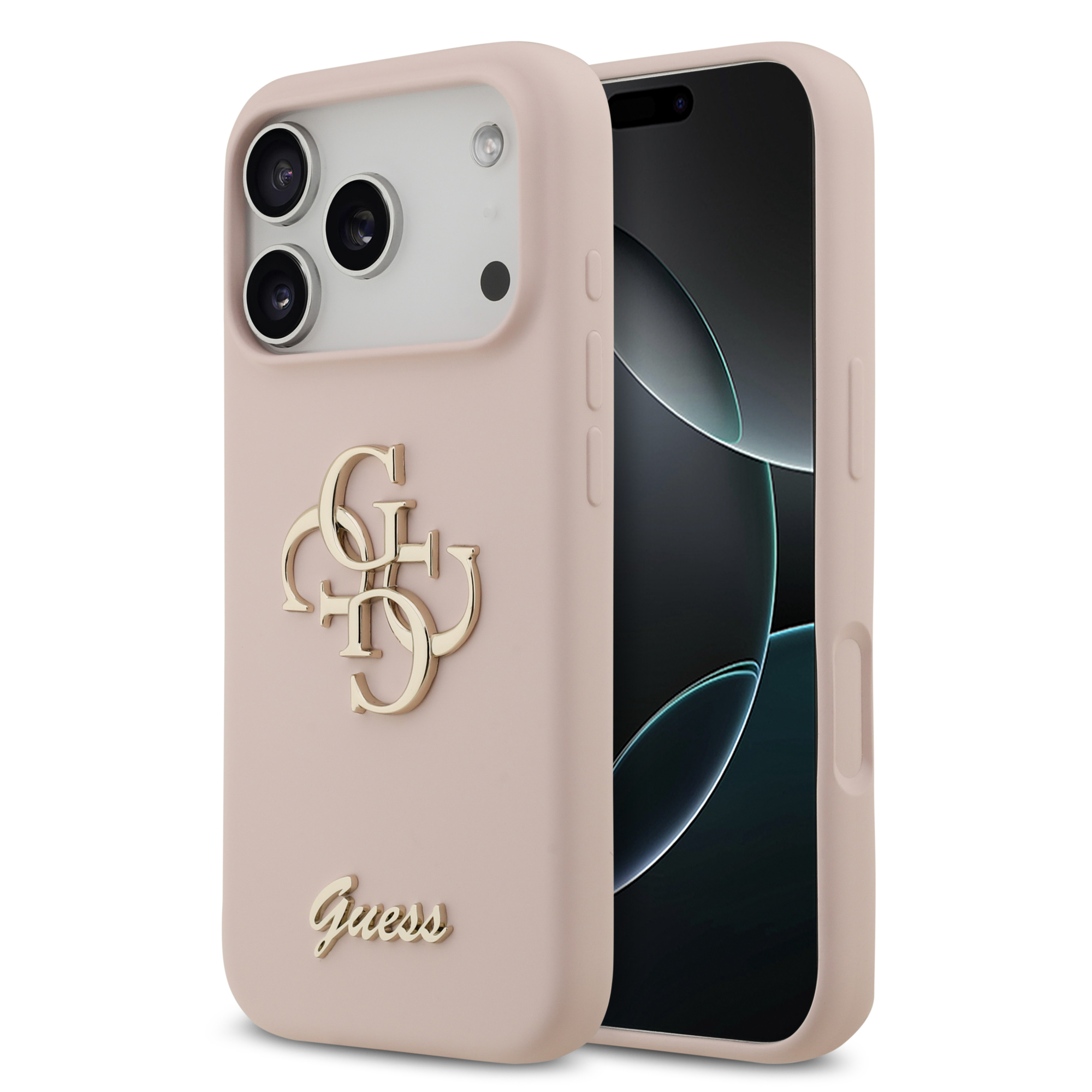 iPhone 17 Pro - GUESS Silicone Big 4G Script Pink — estuche (foto 2 de 8)