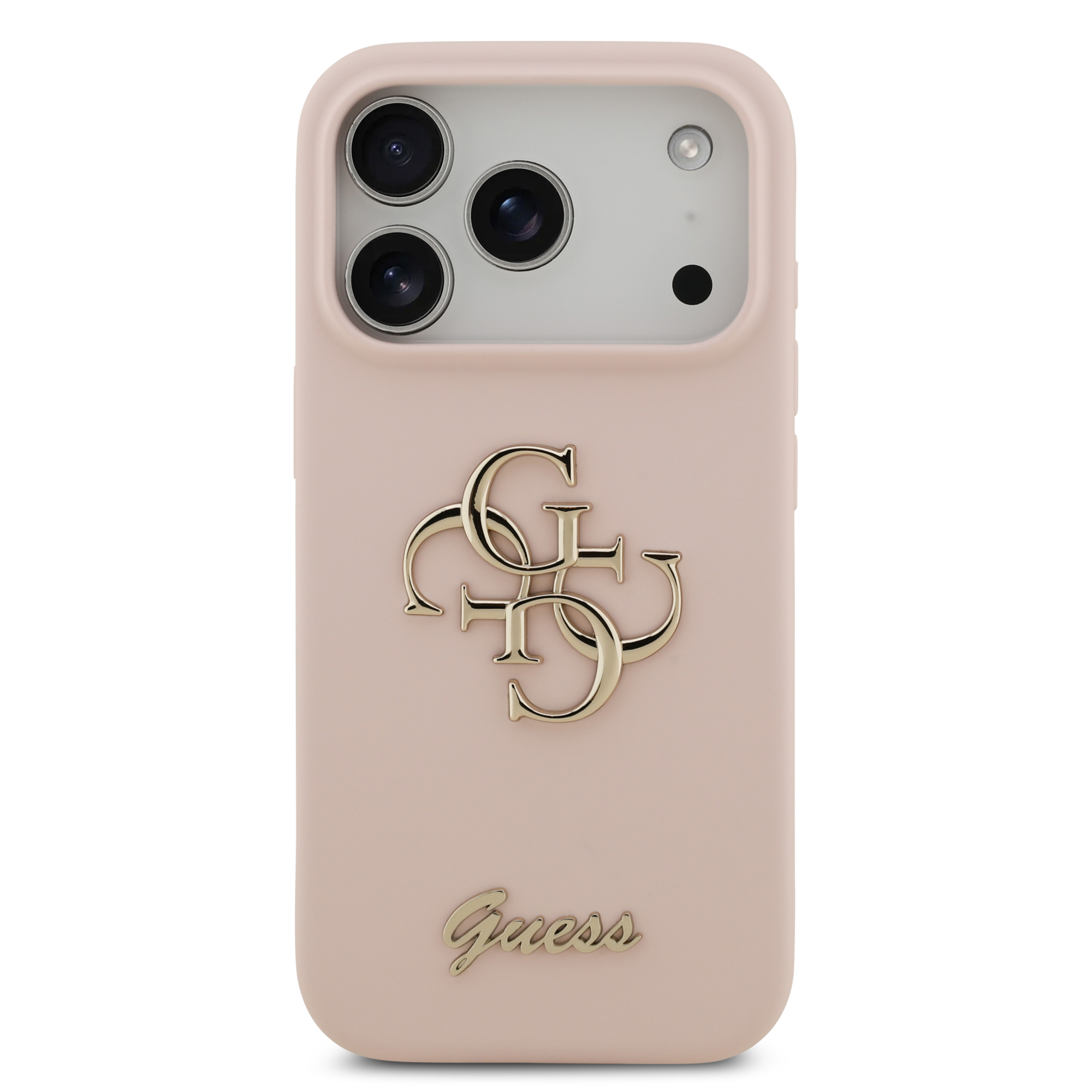 iPhone 17 Pro - GUESS Silicone Big 4G Script Pink — estuche