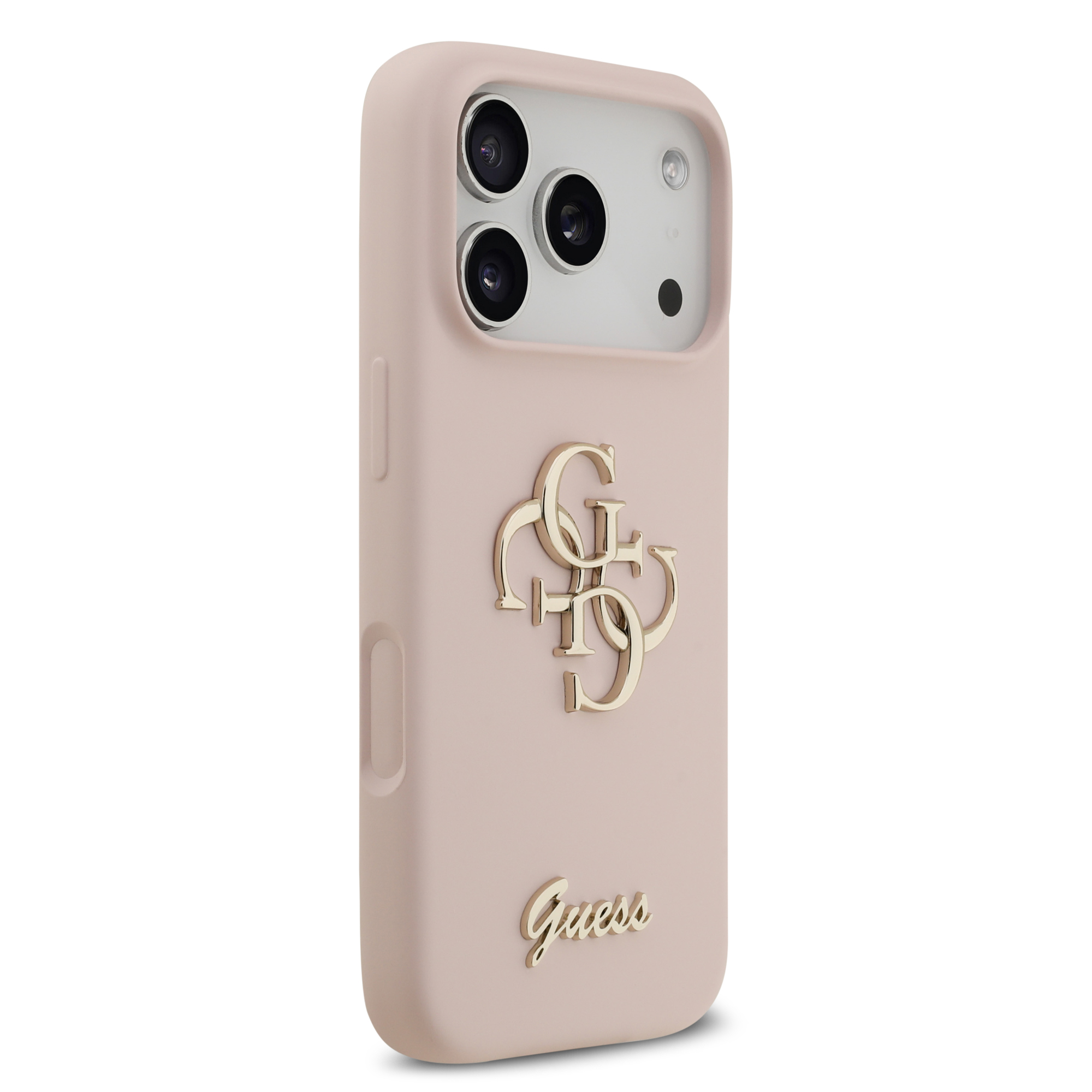 iPhone 17 Pro - GUESS Silicone Big 4G Script Pink — estuche (foto 4 de 8)
