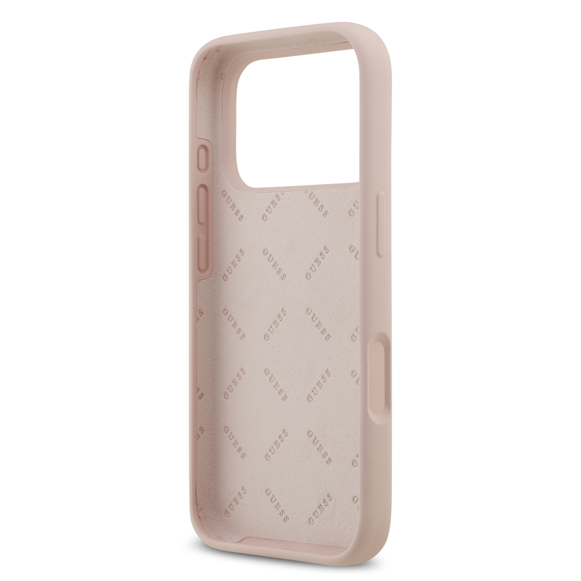 iPhone 17 Pro - GUESS Silicone Big 4G Script Pink — estuche (foto 7 de 8)