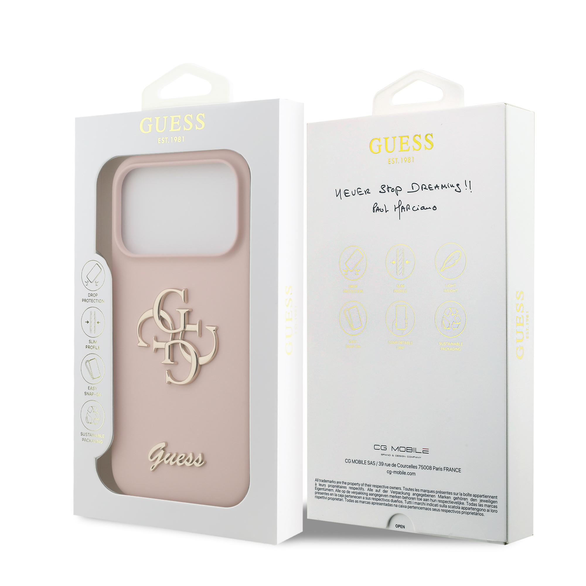 iPhone 17 Pro - GUESS Silicone Big 4G Script Pink — estuche (foto 8 de 8)