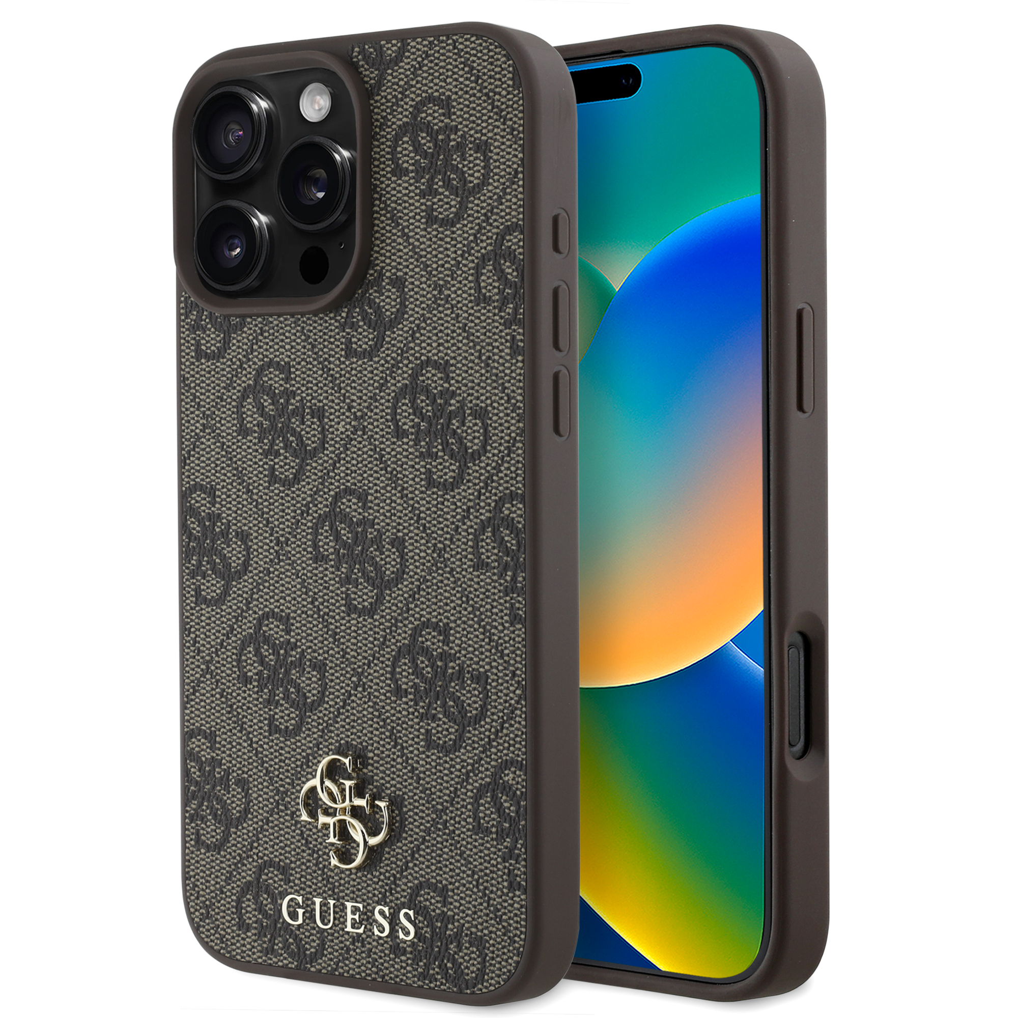 iPhone 16 Pro - GUESS Hard Case MagSafe PU 4G Small And Classic Brown — estuche