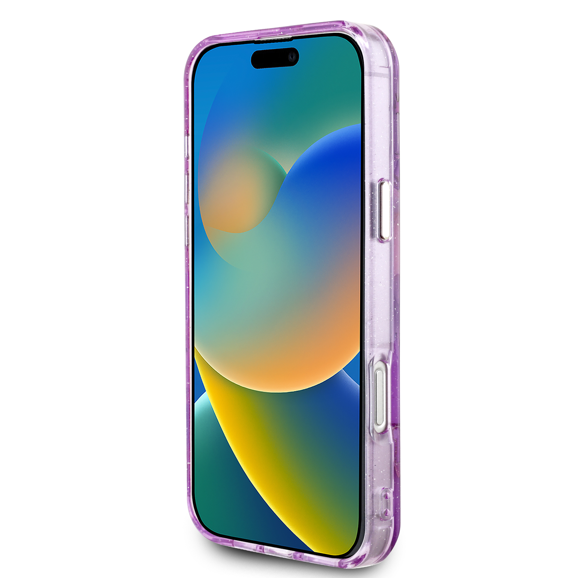 iPhone 16 Pro Max - GUESS Glitter Flower With MagSafe Purple — estuche (foto 5 de 5)