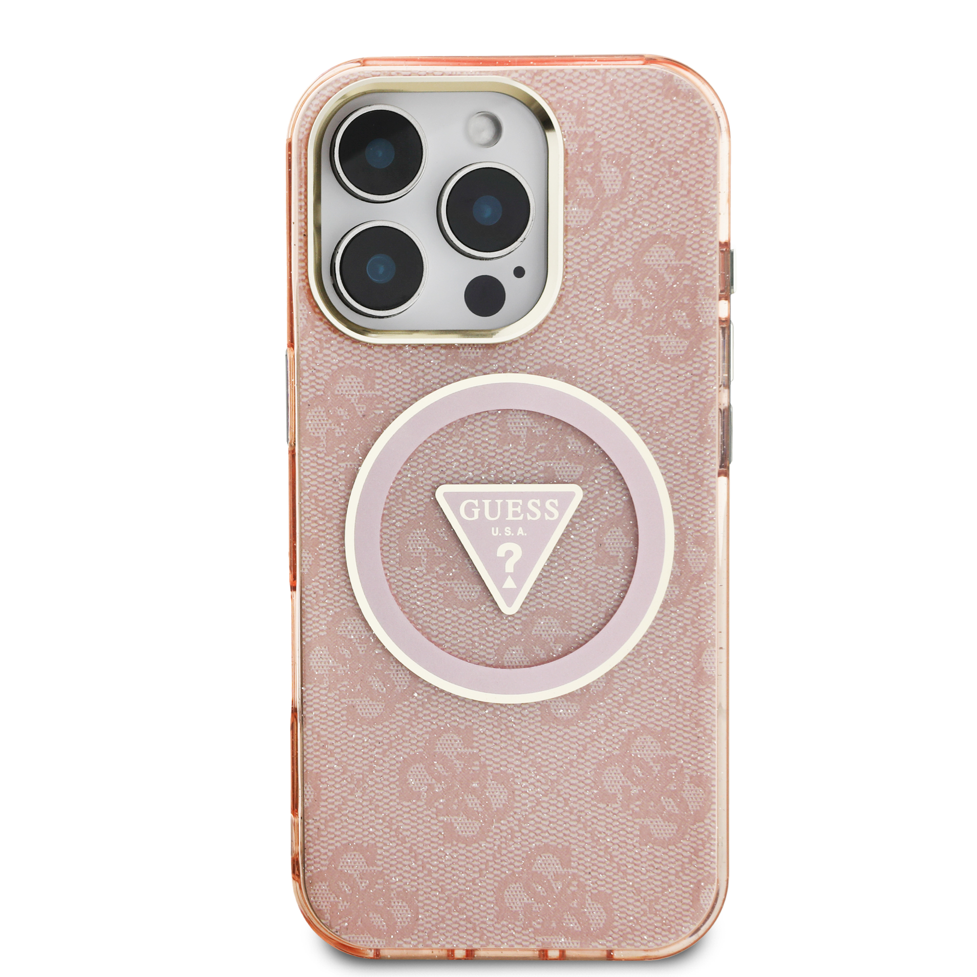 iPhone 16 Pro Max - GUESS Glitter Triangle Pink
