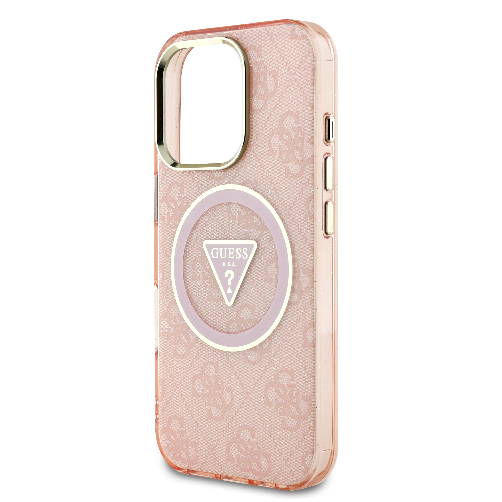 iPhone 16 Pro Max - GUESS Glitter Triangle Pink — estuche (foto 6 de 8)