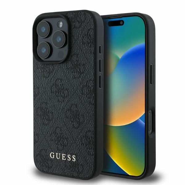 iPhone 16 Pro Max - GUESS Hard Case MagSafe PU 4G Small And Classic Black — estuche