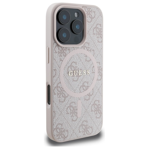 iPhone 16 Pro Max - GUESS PU Grained Gold Ring Pink — estuche (foto 4 de 5)