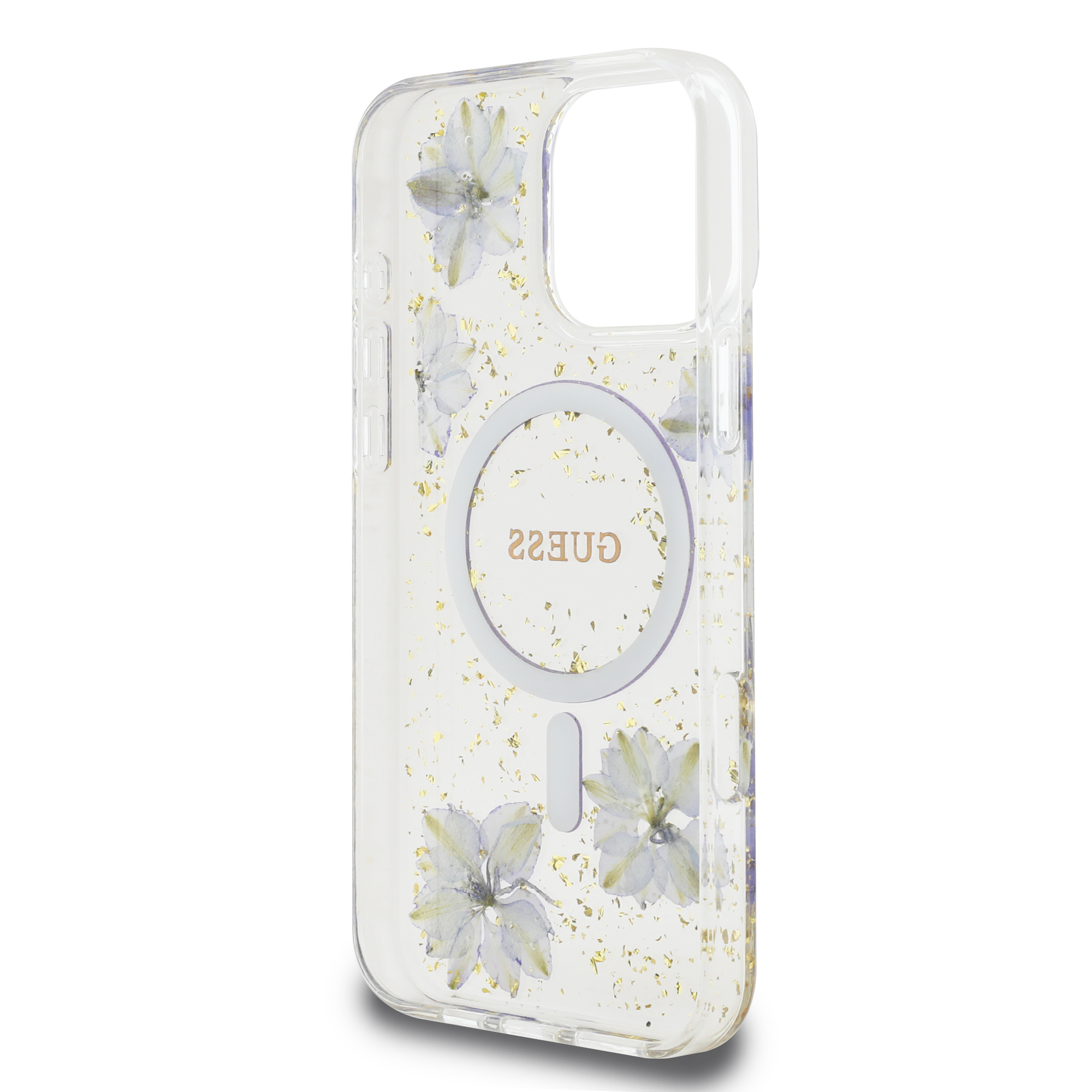 iPhone 16 Pro Max - GUESS PC/TPU Purple Hard Case MagSafe Resin Flower — estuche (foto 7 de 8)