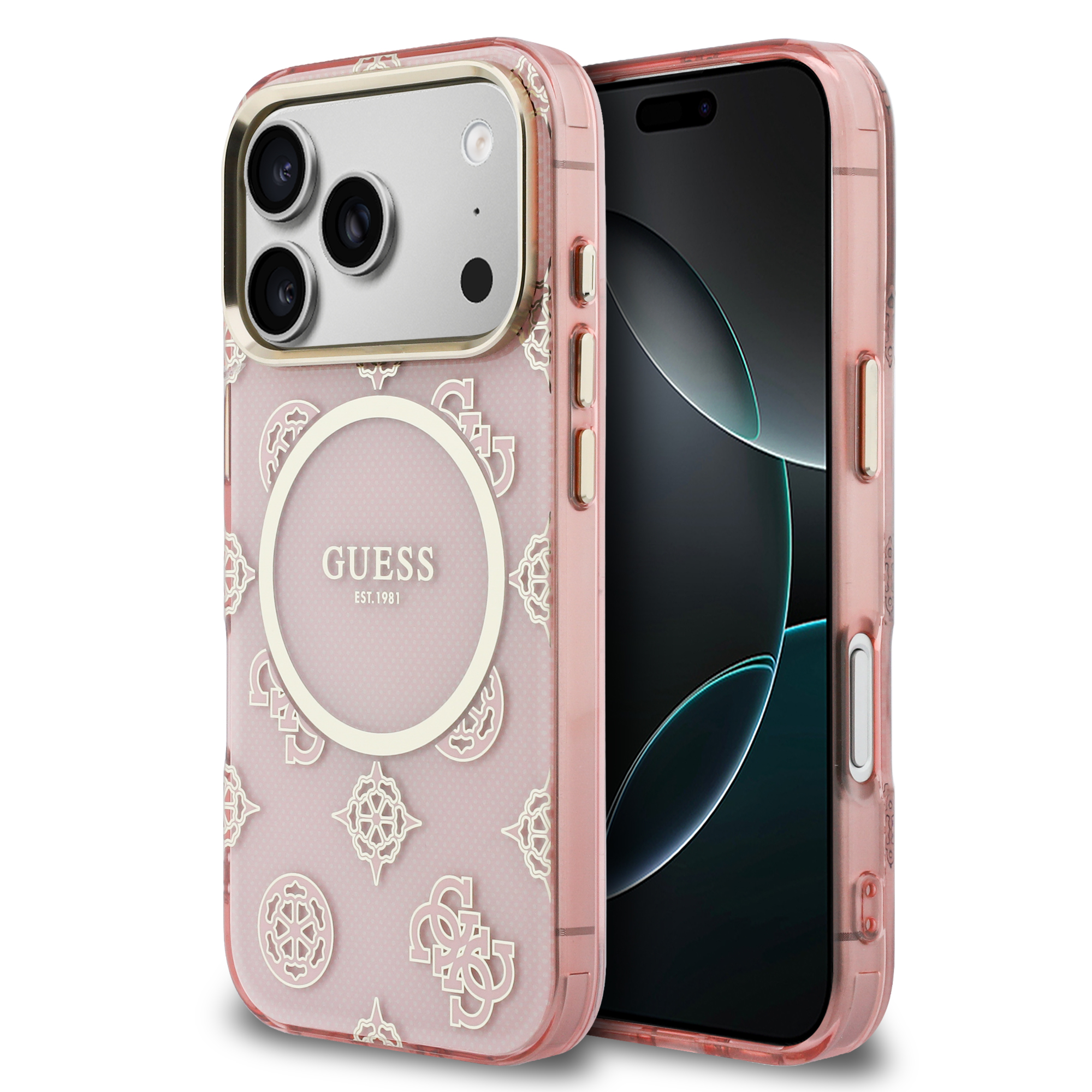 iPhone 17 Pro - GUESS IML Peony Dot Pink — estuche (foto 2 de 8)