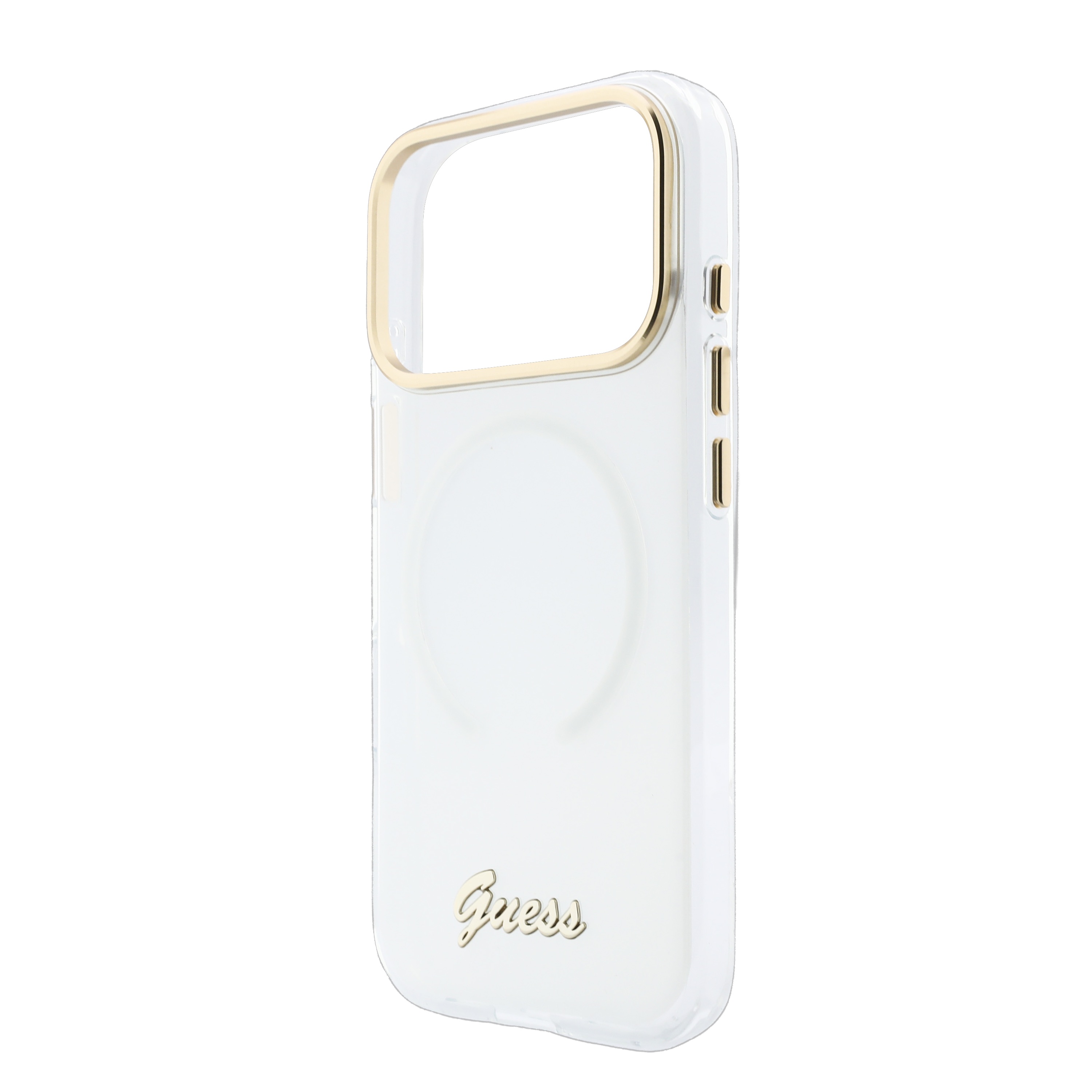 iPhone 17 Pro - GUESS Gradient Script Metal White — estuche