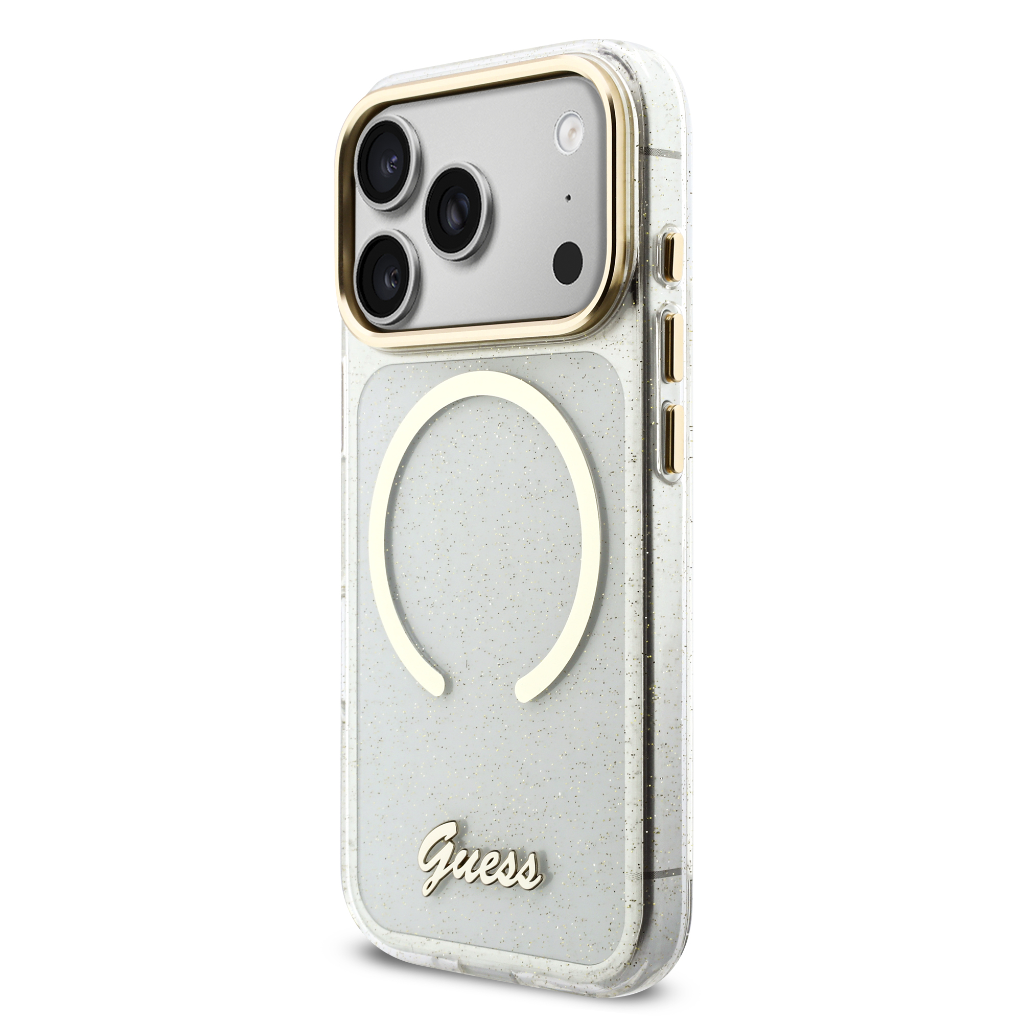 iPhone 17 Pro - GUESS Glitters Script Strap Transparent