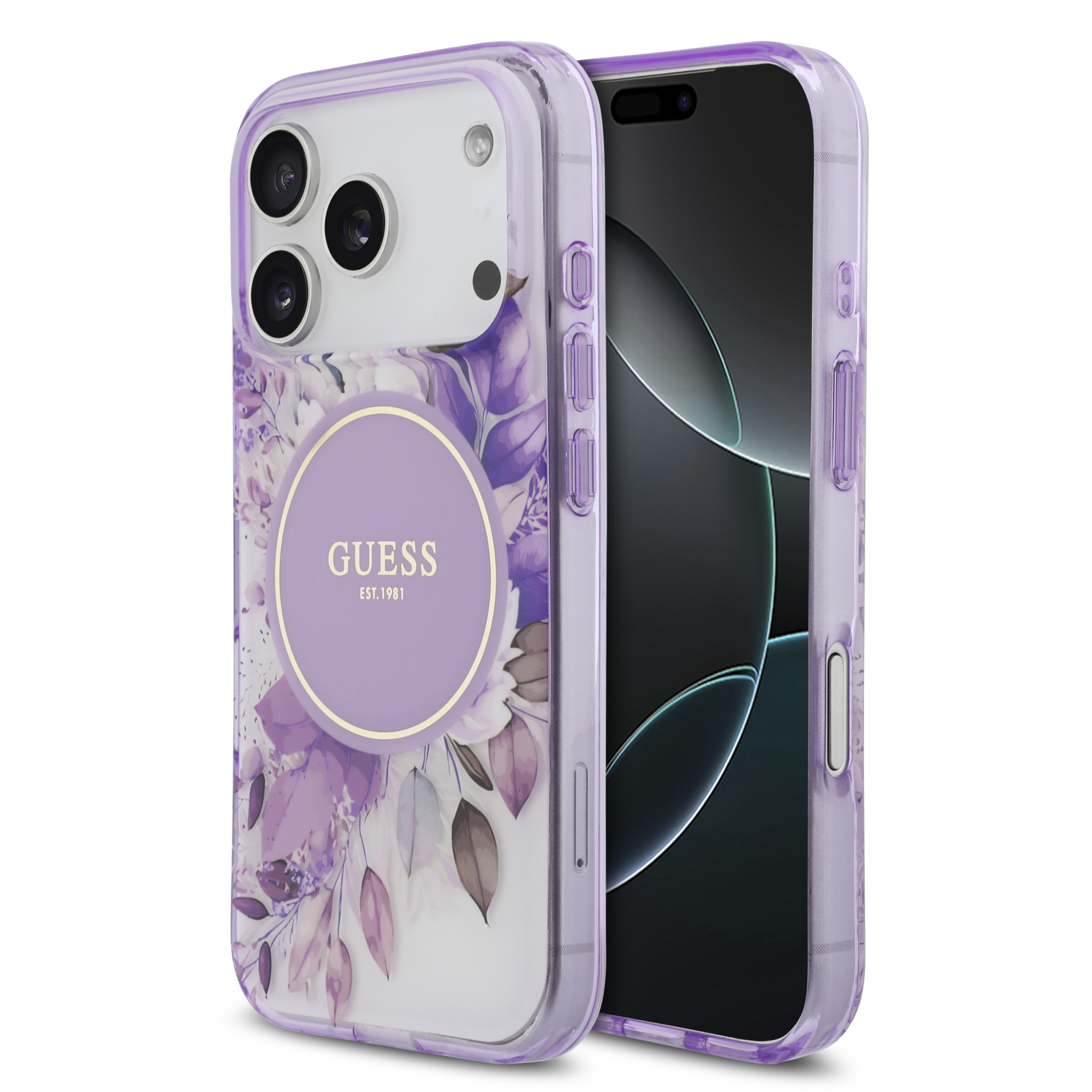 iPhone 17 Pro - GUESS Flower Tonal Circle Purple — estuche (foto 2 de 8)