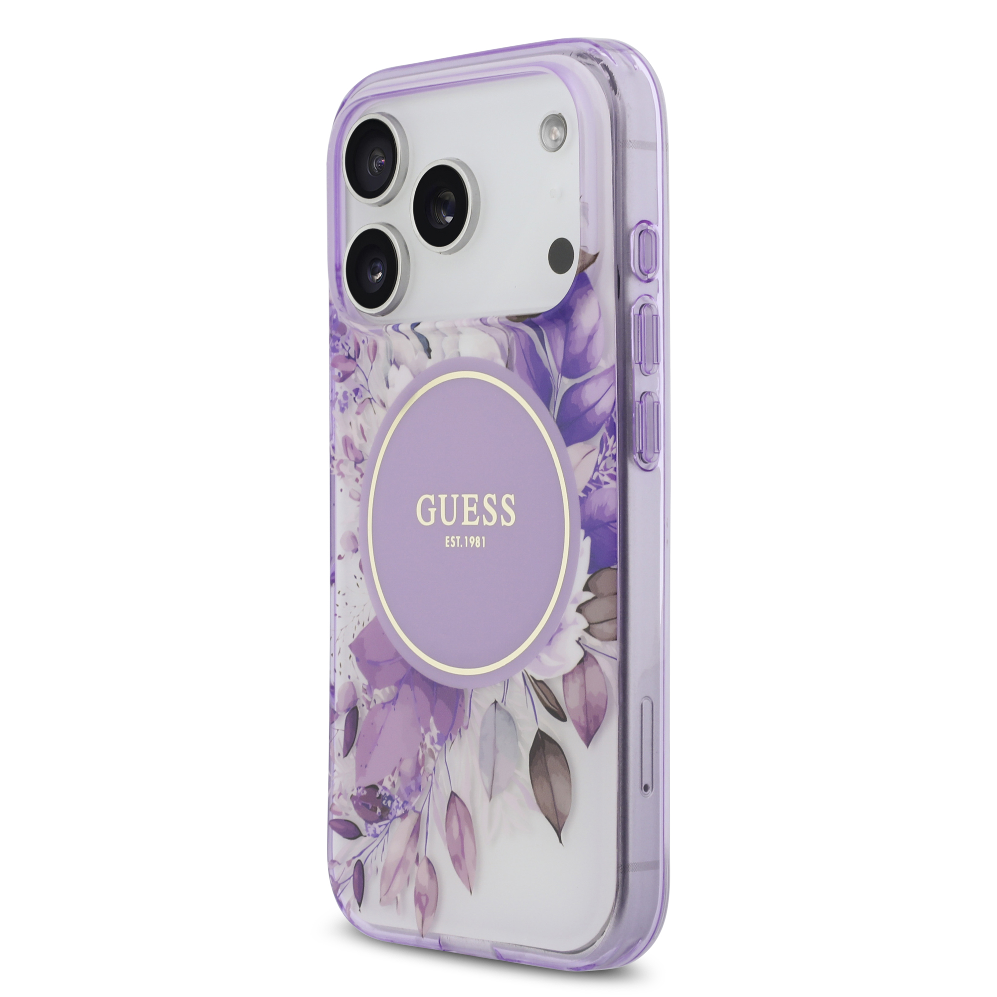 iPhone 17 Pro - GUESS Flower Tonal Circle Purple — estuche (foto 3 de 8)