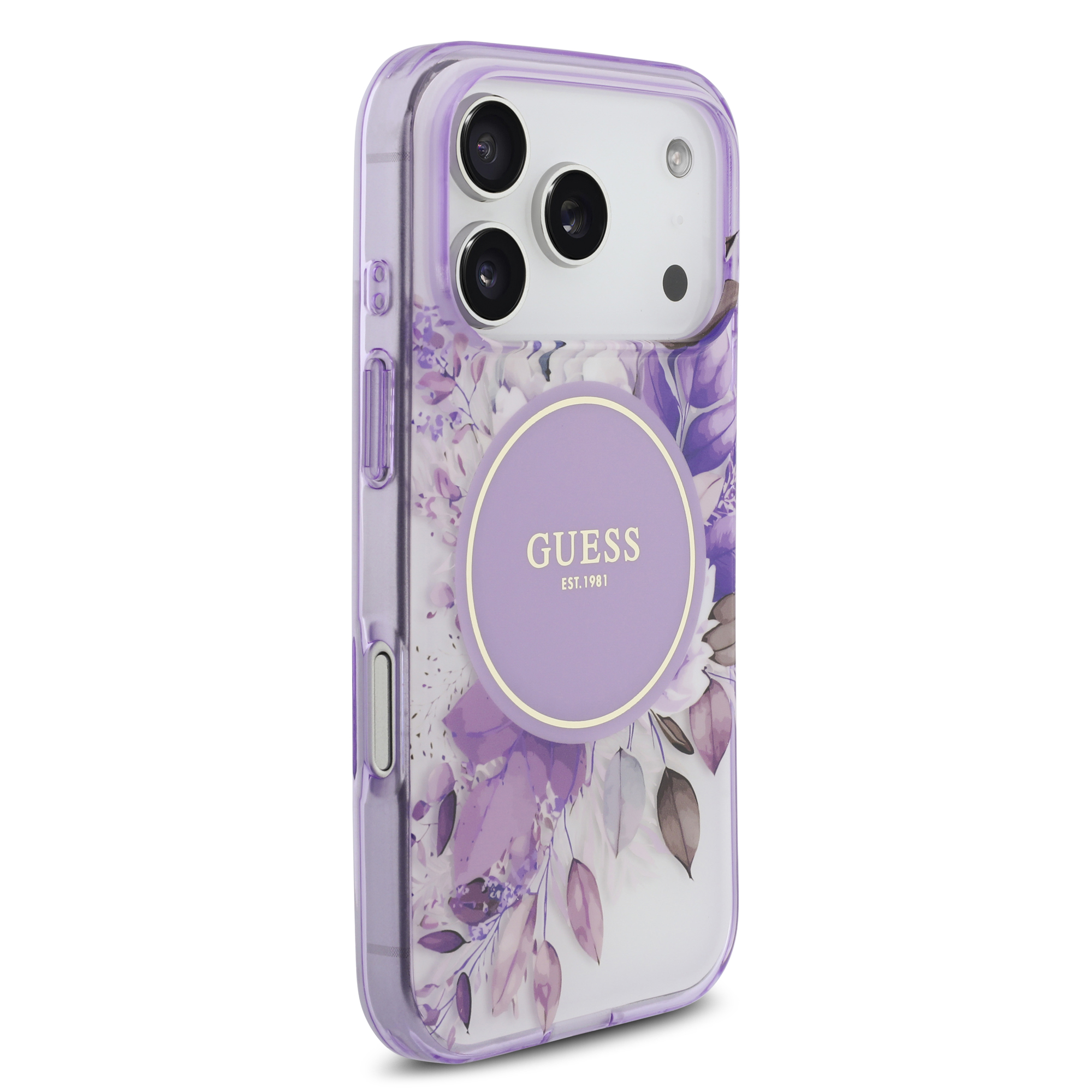 iPhone 17 Pro - GUESS Flower Tonal Circle Purple — estuche (foto 4 de 8)