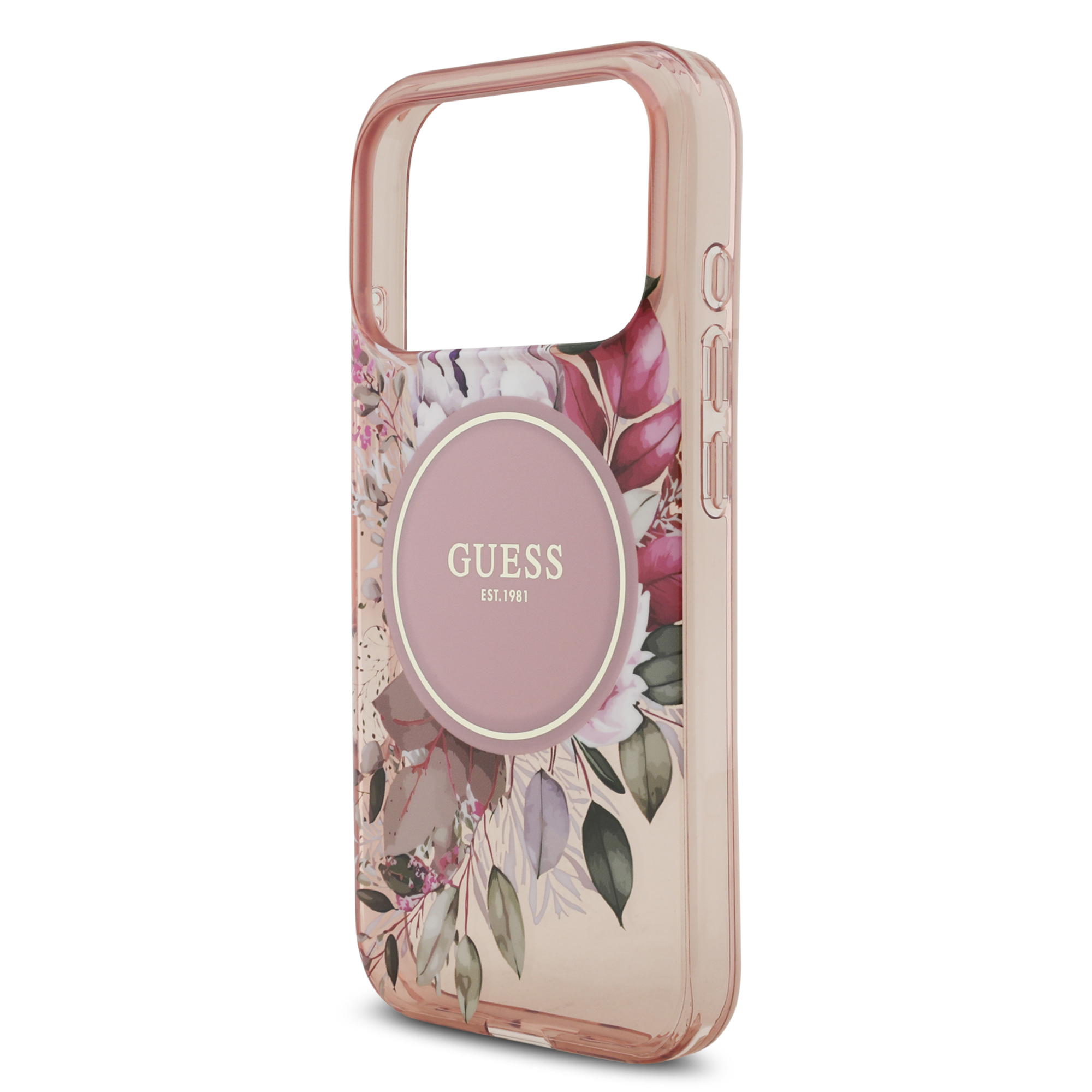 iPhone 17 Pro - GUESS Flowers With Pearl Strap Pink — estuche (foto 6 de 8)