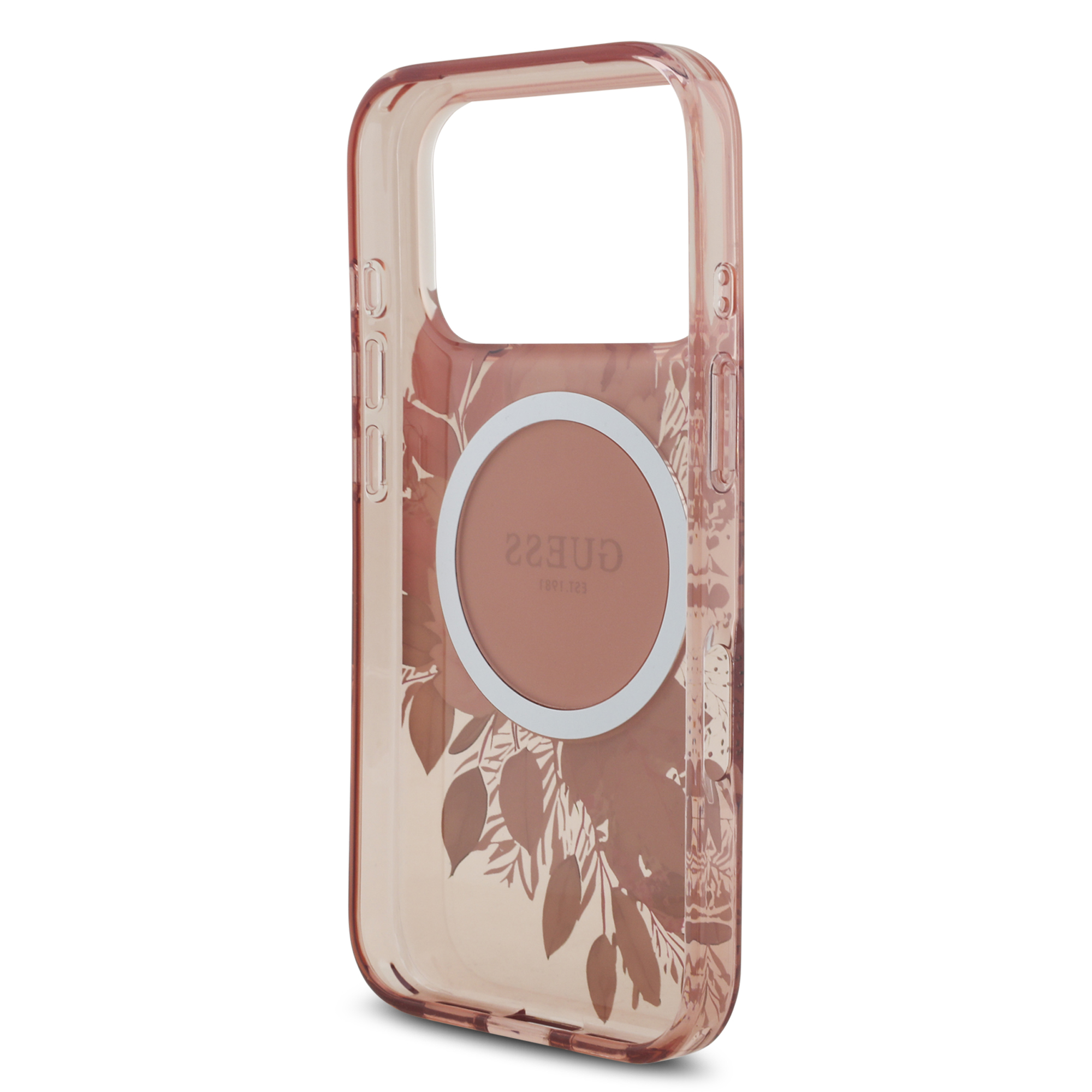 iPhone 17 Pro - GUESS Flowers With Pearl Strap Pink — estuche (foto 7 de 8)