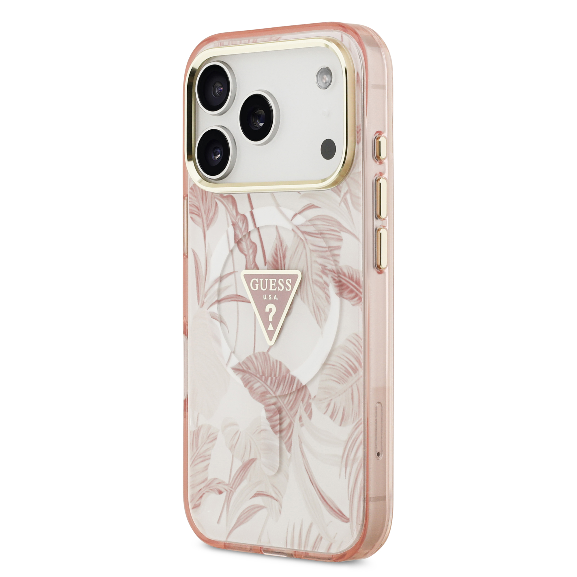 iPhone 17 Pro - GUESS Jungle Tonal Triangle Pink — estuche (foto 3 de 8)