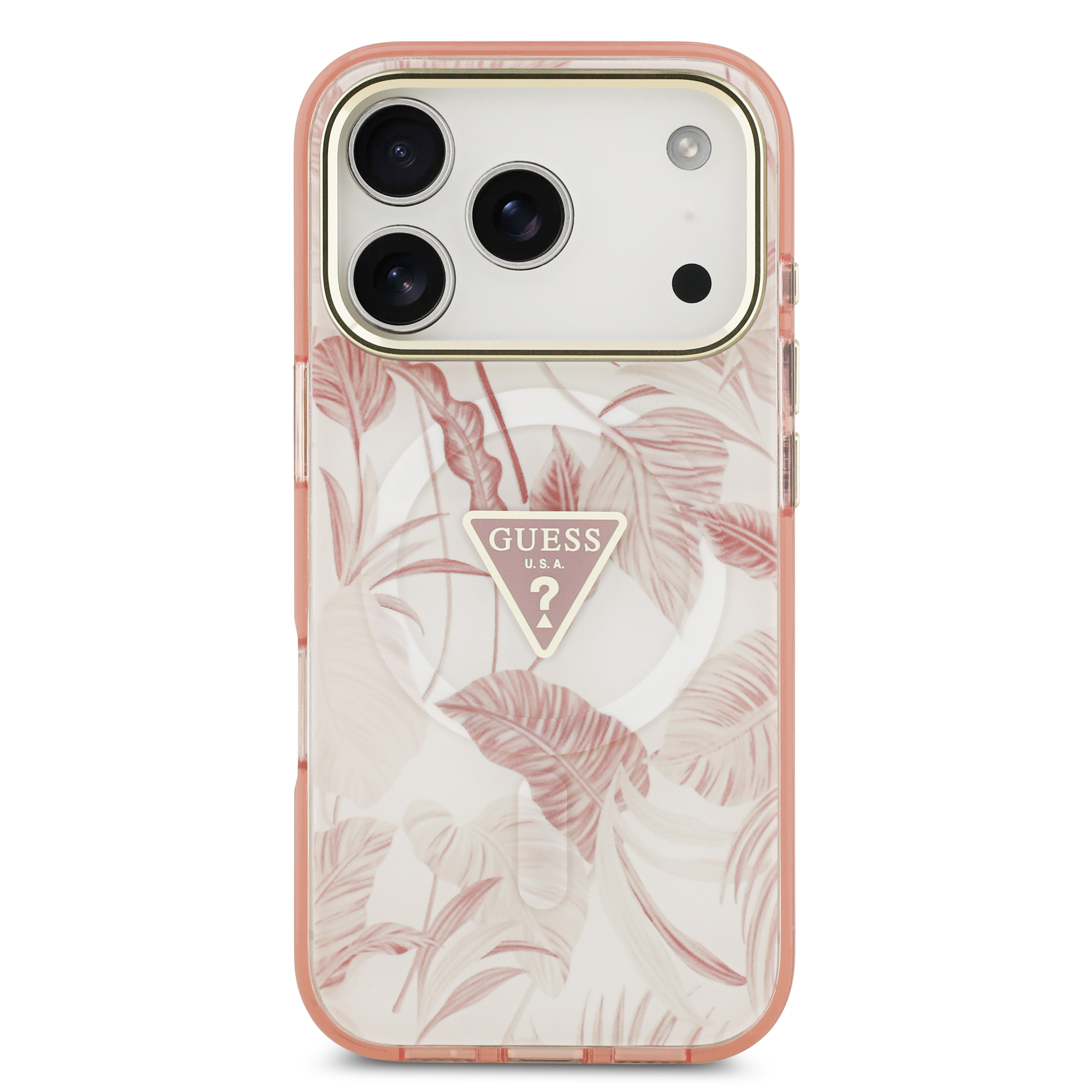 iPhone 17 Pro - GUESS Jungle Tonal Triangle Pink