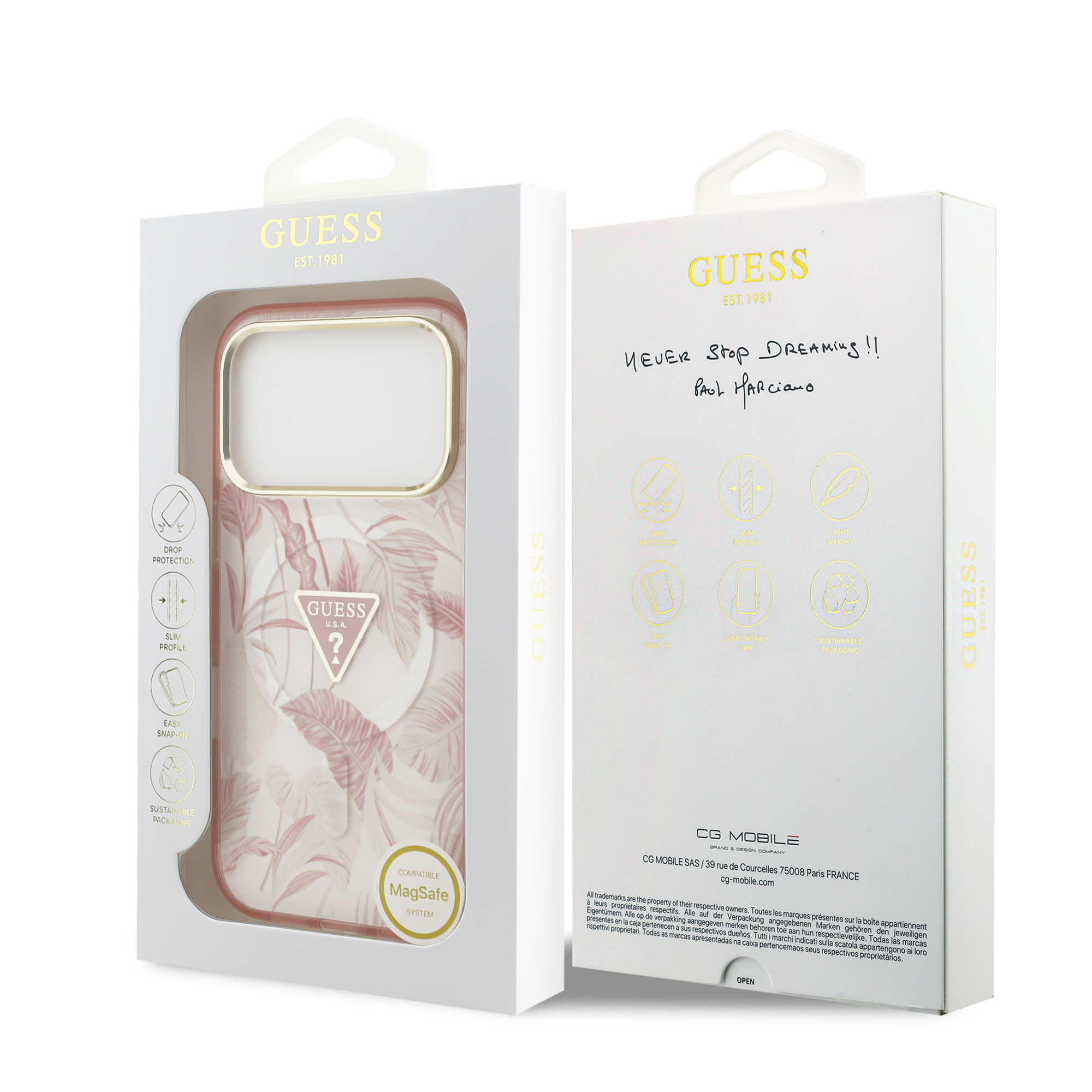 iPhone 17 Pro - GUESS Jungle Tonal Triangle Pink — estuche (foto 8 de 8)