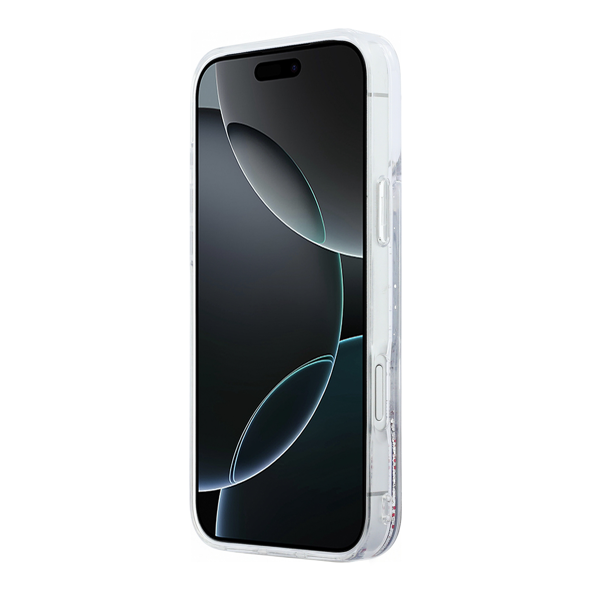 iPhone 17 Pro Max - GUESS Liquid Glitter With Cherries Silver — estuche (foto 5 de 8)