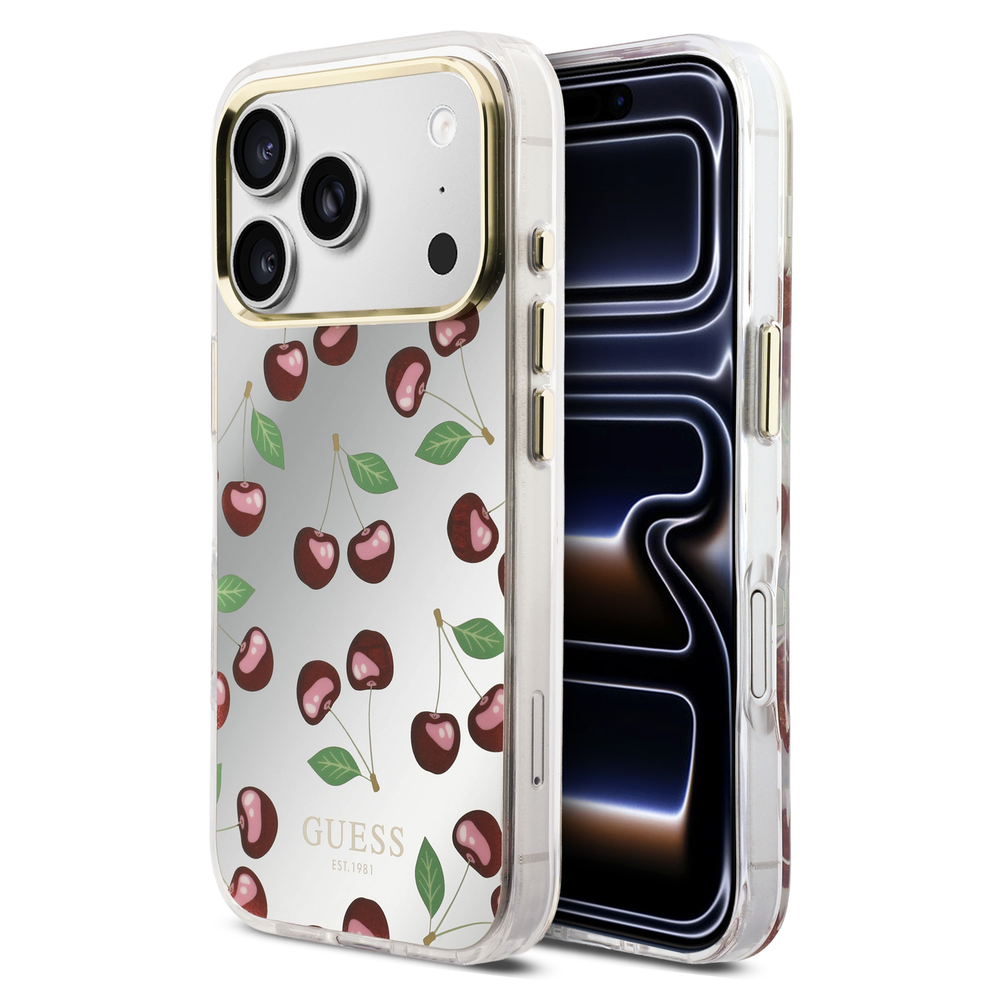 iPhone 17 Pro Max - GUESS TPU Mirror Cherry Glitter — estuche (foto 2 de 8)