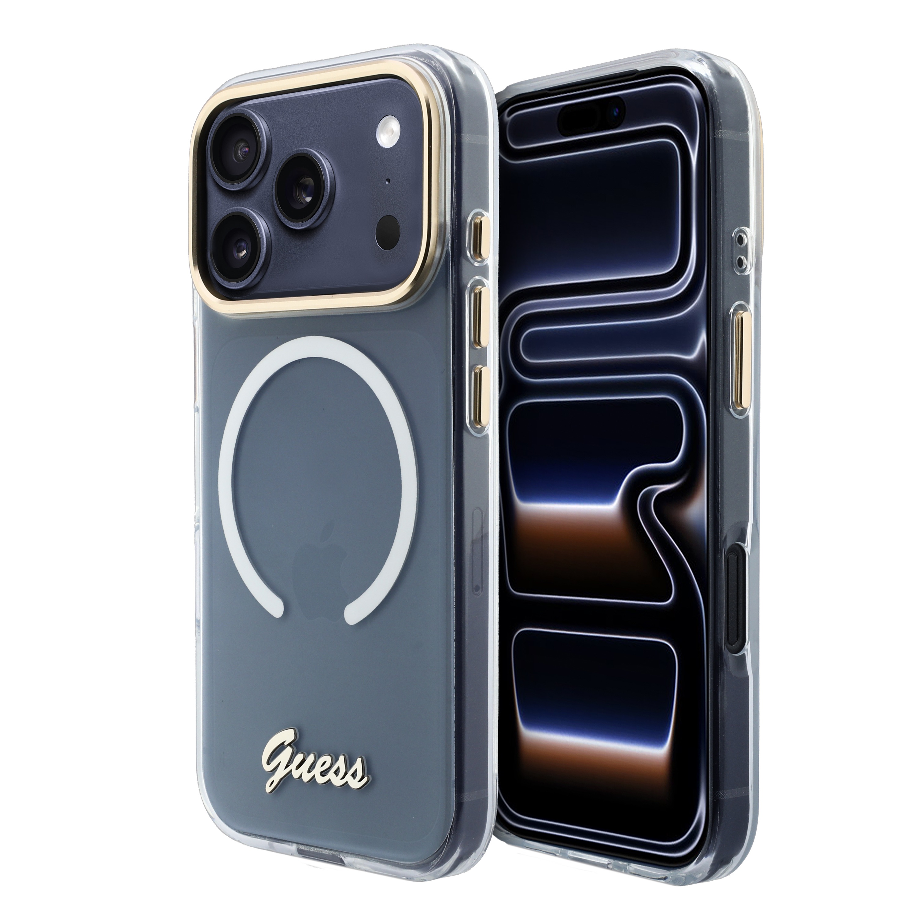 iPhone 17 Pro Max - GUESS Gradient Script Metal White — estuche (foto 3 de 8)