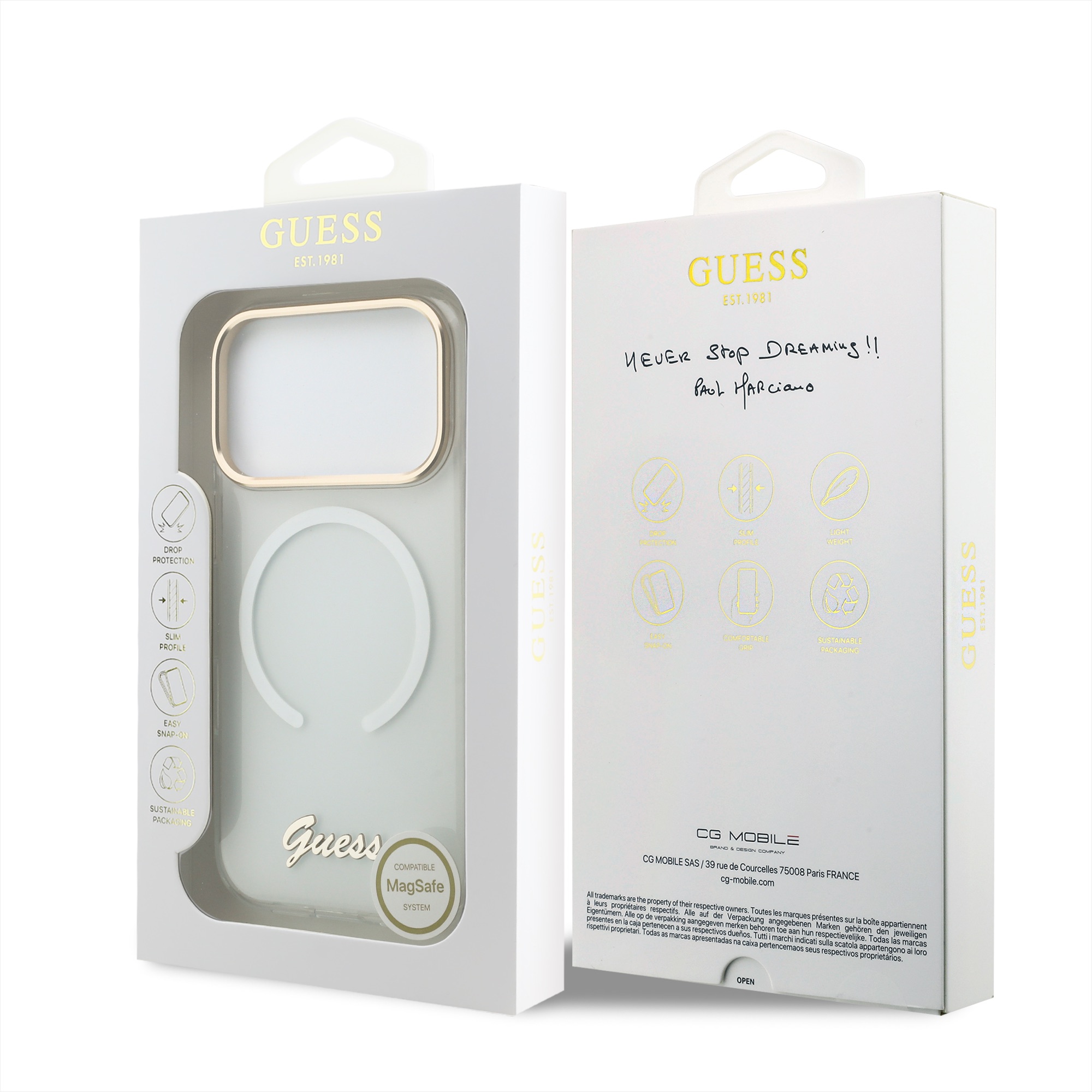 iPhone 17 Pro Max - GUESS Gradient Script Metal White — estuche (foto 8 de 8)