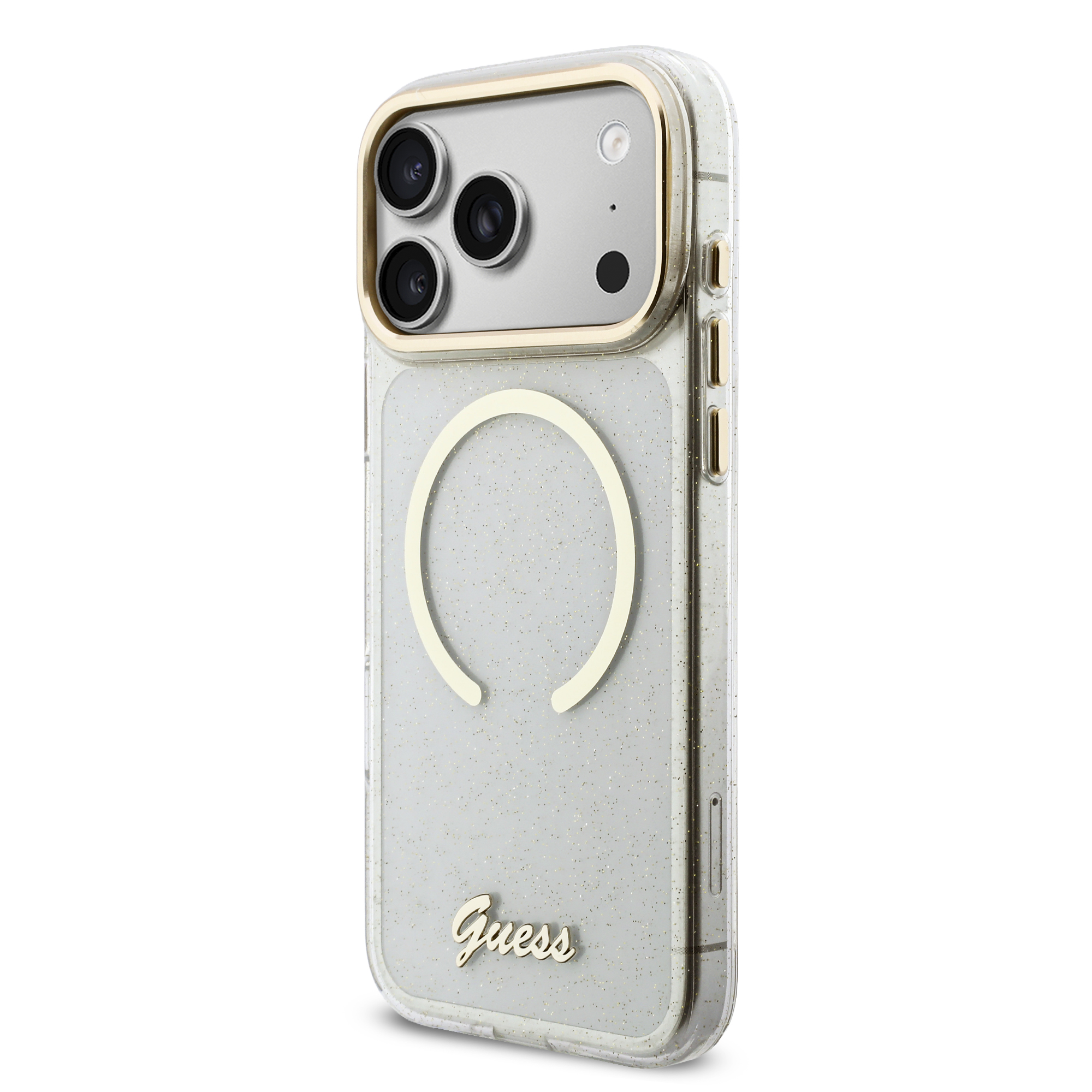 iPhone 17 Pro Max - GUESS Glitters Script Strap Transparent
