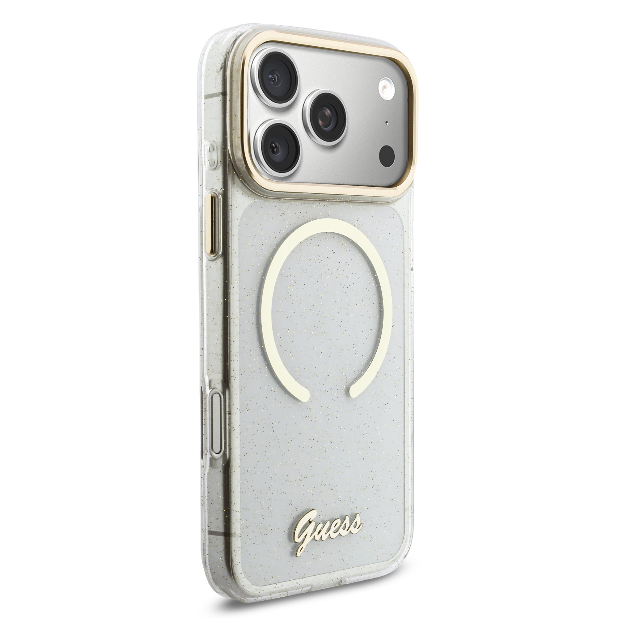iPhone 17 Pro Max - GUESS Glitters Script Strap Transparent — estuche (foto 4 de 8)