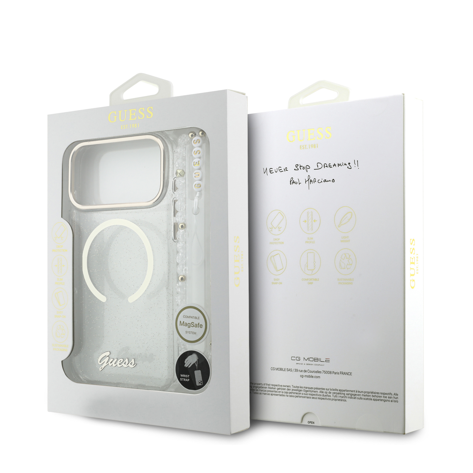 iPhone 17 Pro Max - GUESS Glitters Script Strap Transparent — estuche (foto 8 de 8)