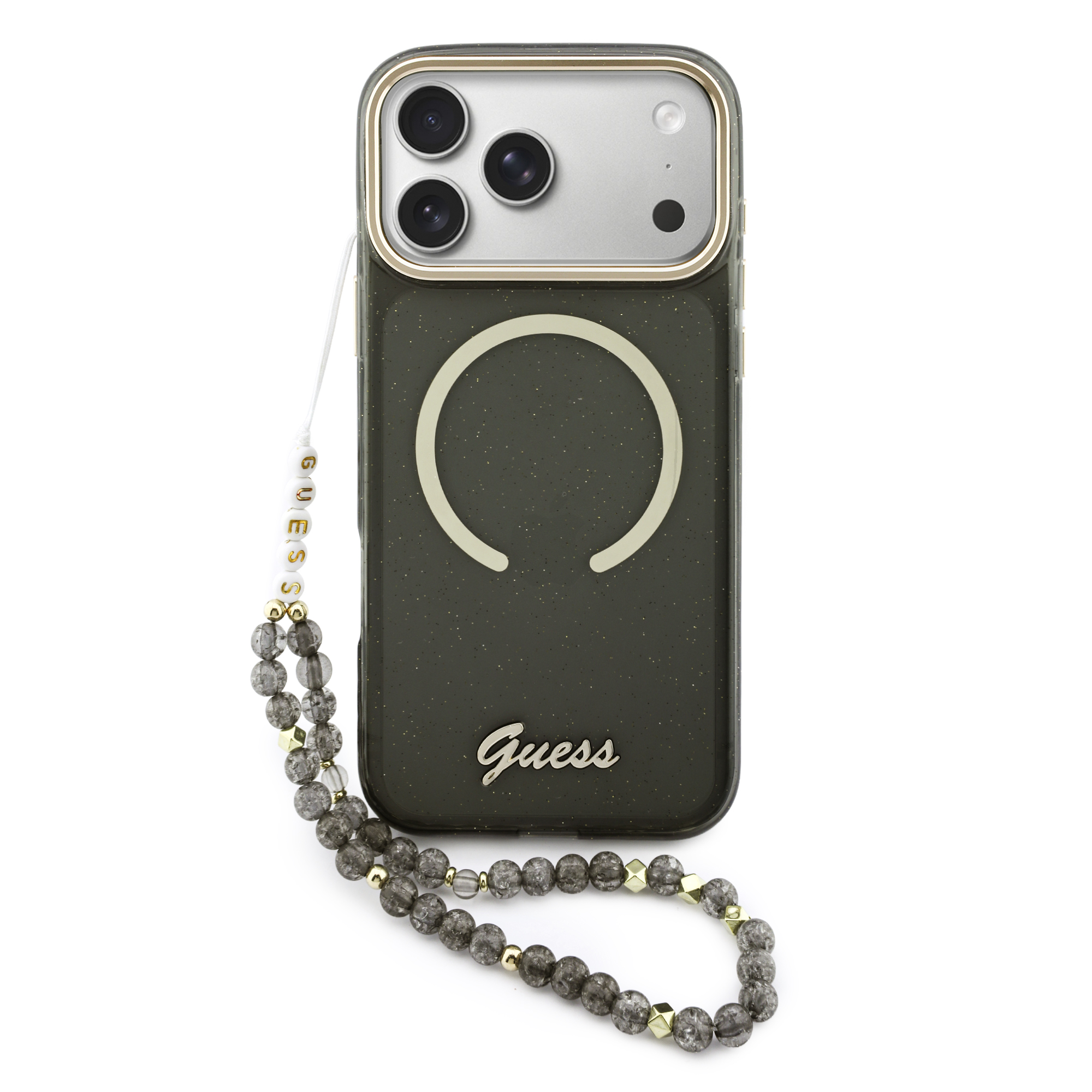 iPhone 17 Pro Max - GUESS Glitters Script Strap Black