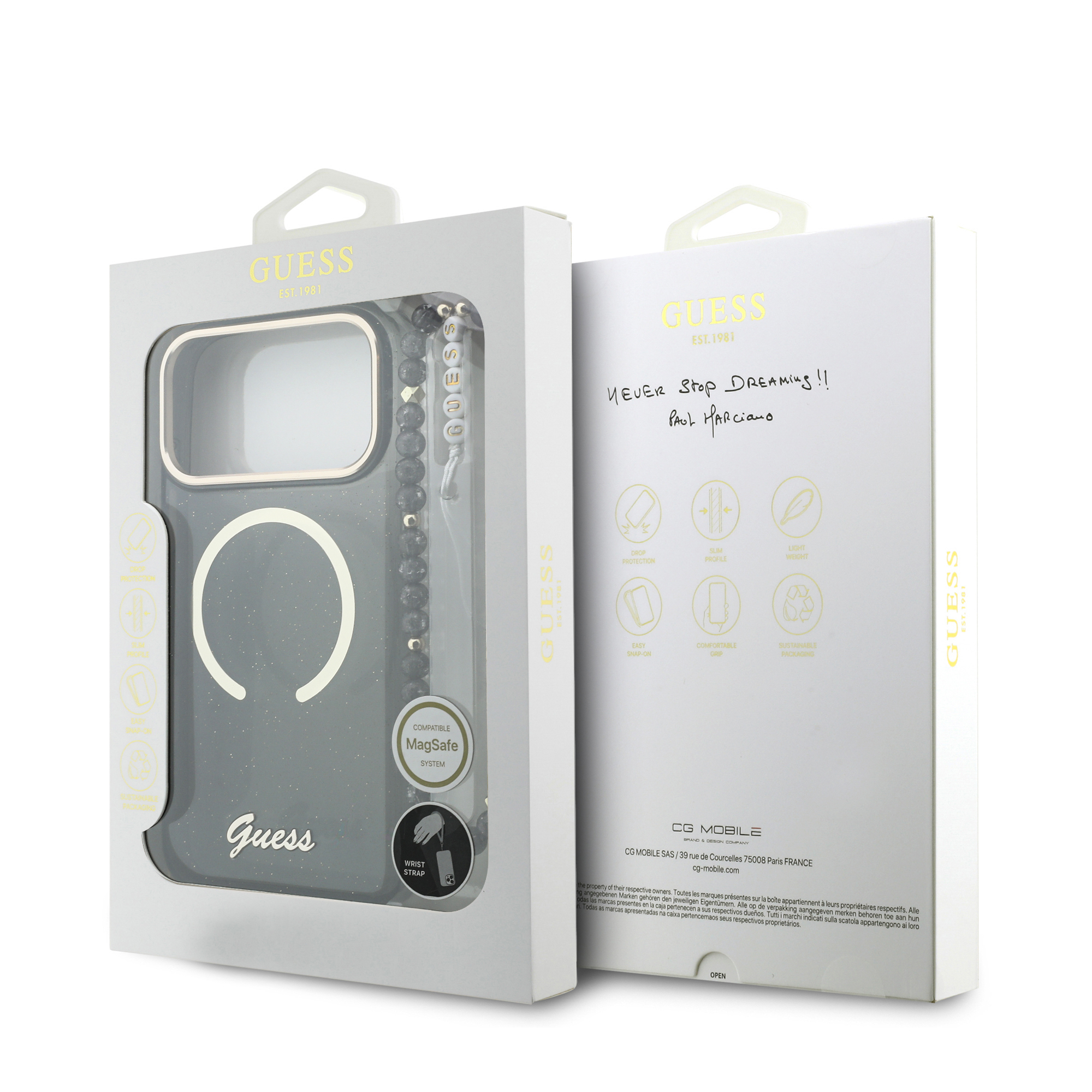 iPhone 17 Pro Max - GUESS Glitters Script Strap Black — estuche (foto 7 de 7)