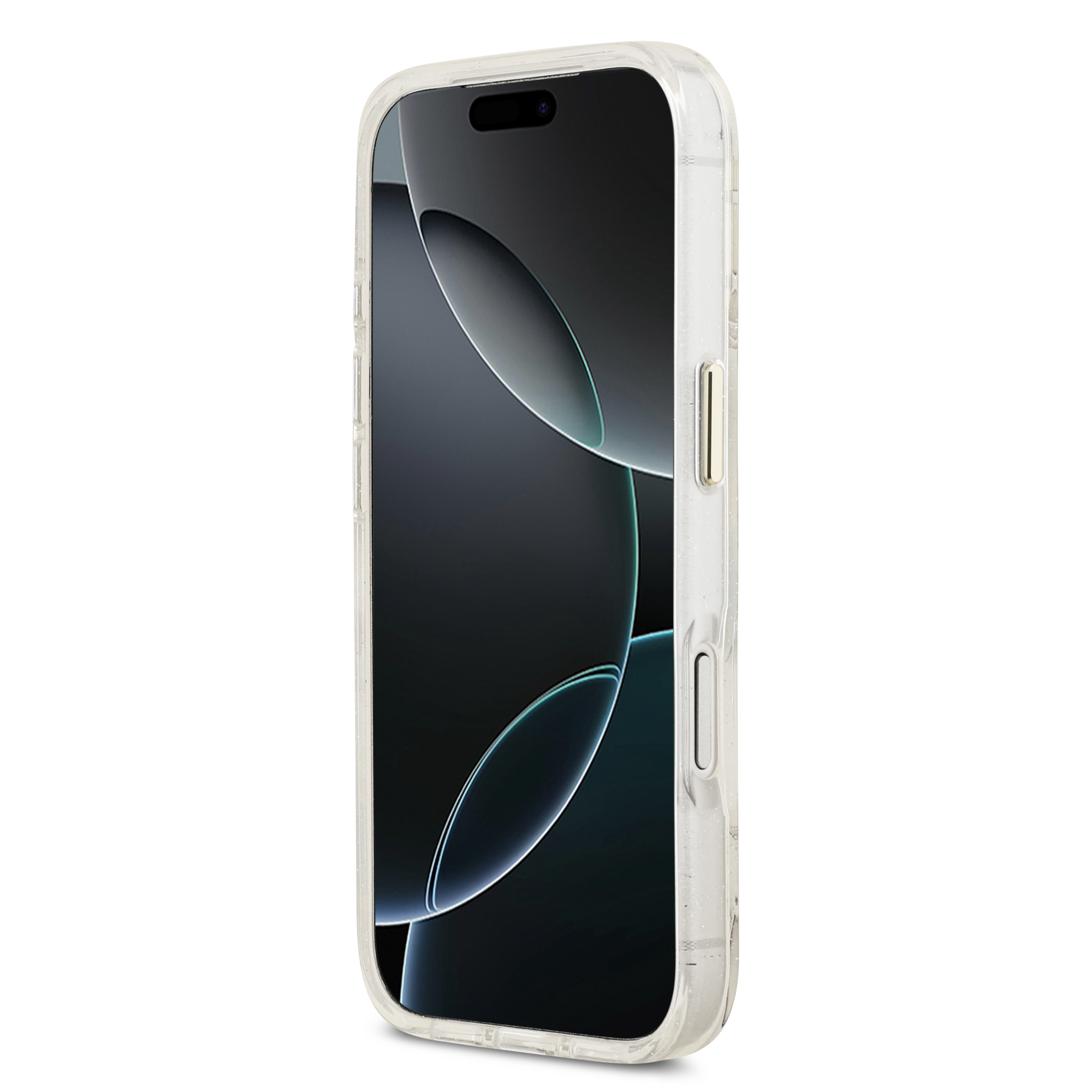 iPhone 17 Pro Max - GUESS Glitter Flowers Triangle White — estuche (foto 5 de 8)