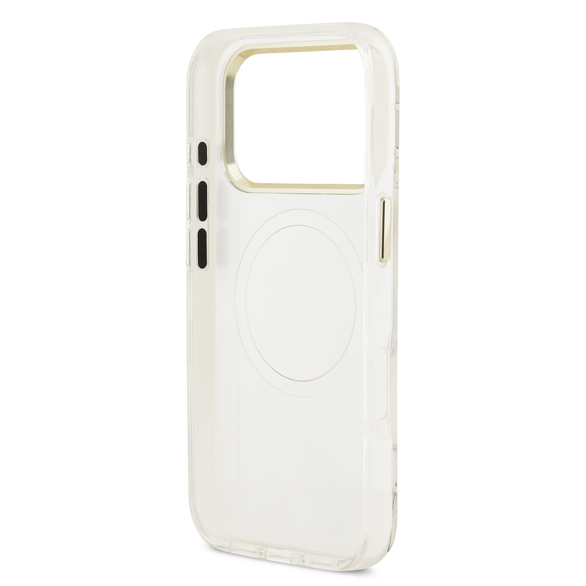 iPhone 17 Pro Max - GUESS Glitter Flowers Triangle White — estuche (foto 7 de 8)