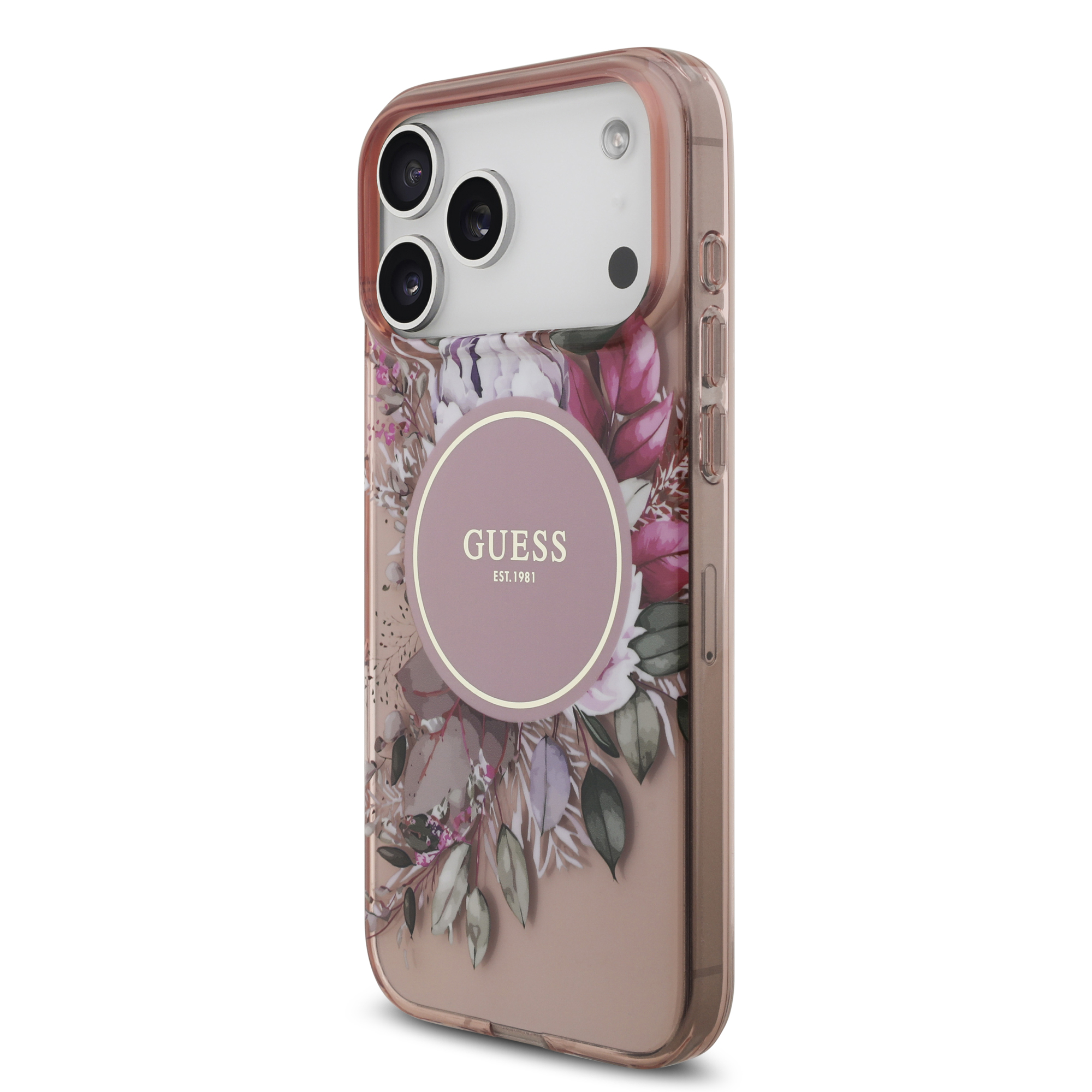 iPhone 17 Pro Max - GUESS Flowers With Pearl Strap Pink