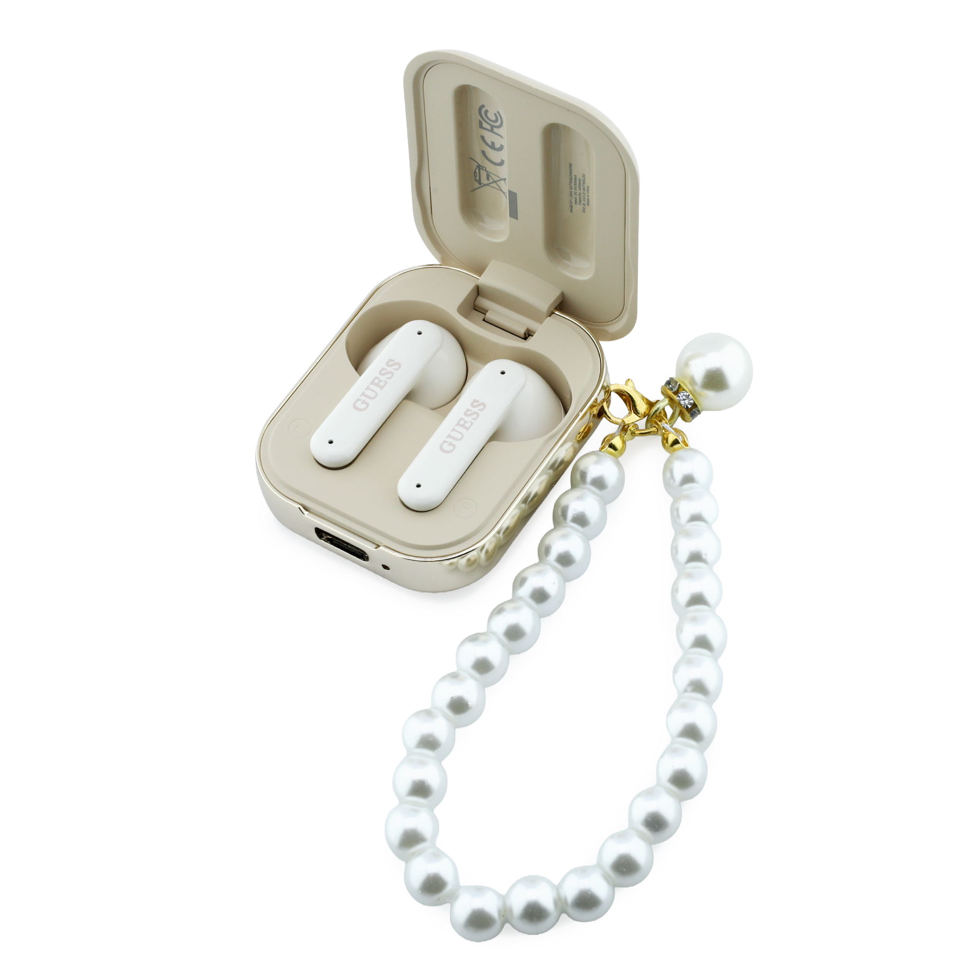TWS Earbuds - GUESS Pearl Strap Beige — audífonos (foto 3 de 5)
