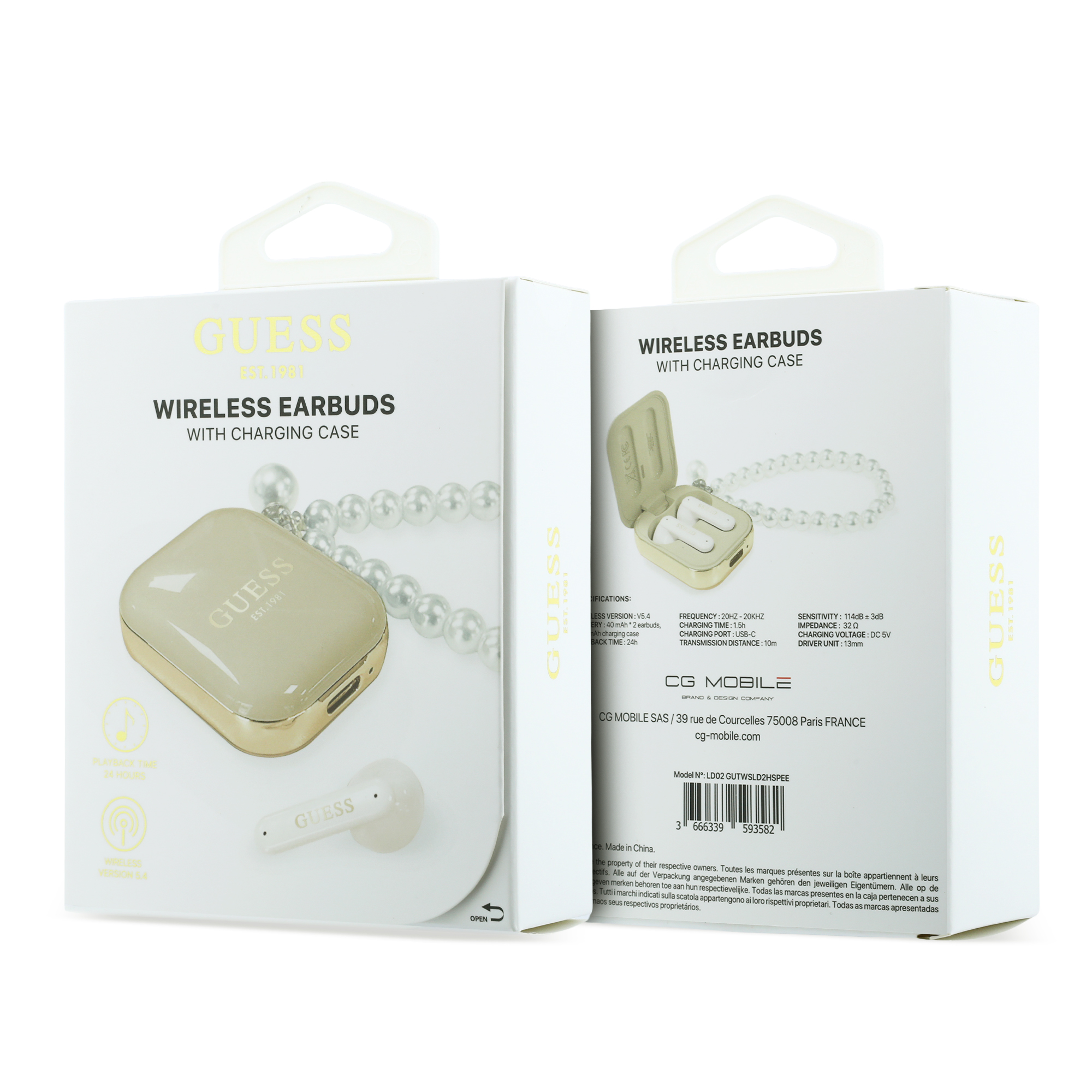 TWS Earbuds - GUESS Pearl Strap Beige — audífonos (foto 5 de 5)