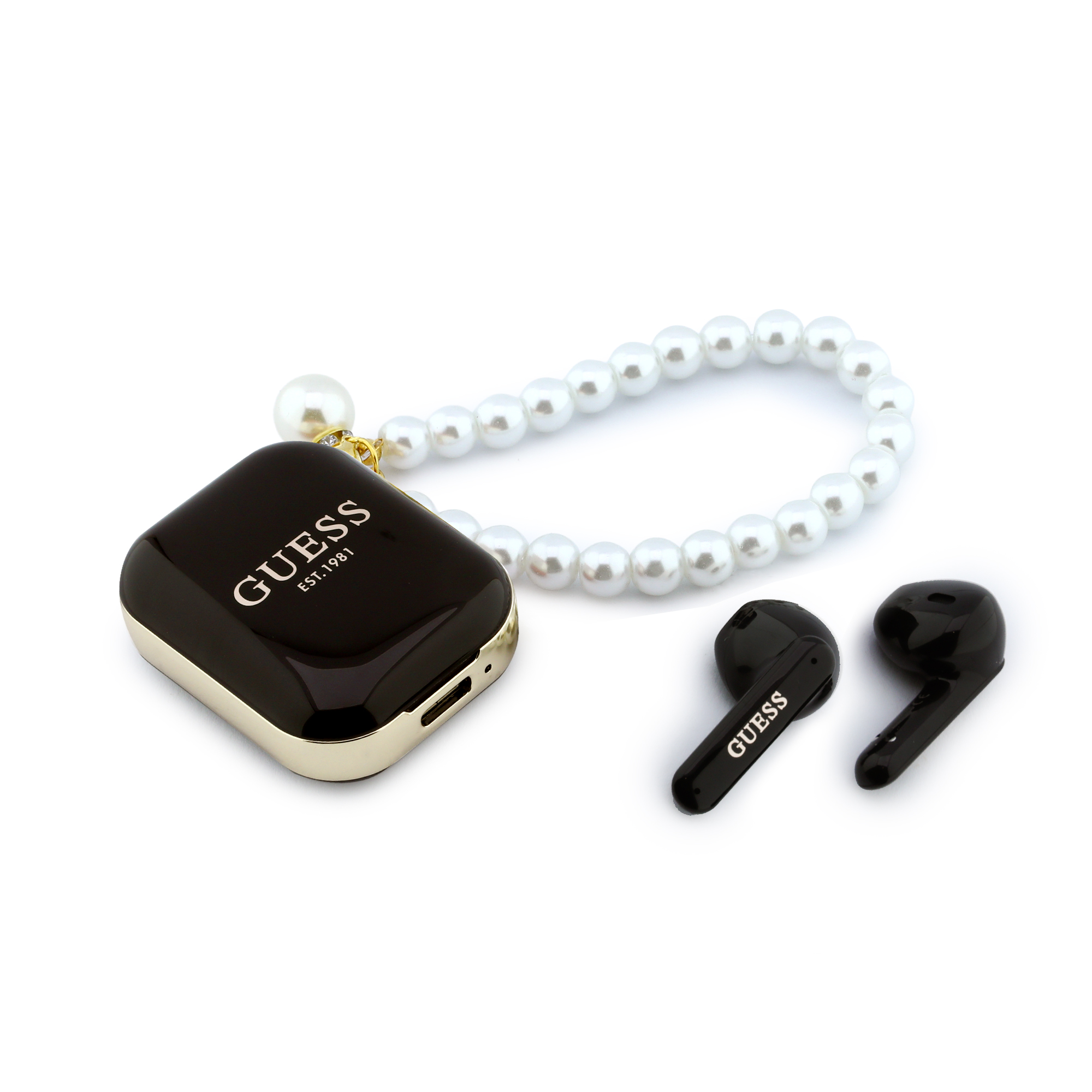 TWS Earbuds - GUESS Pearl Strap Black