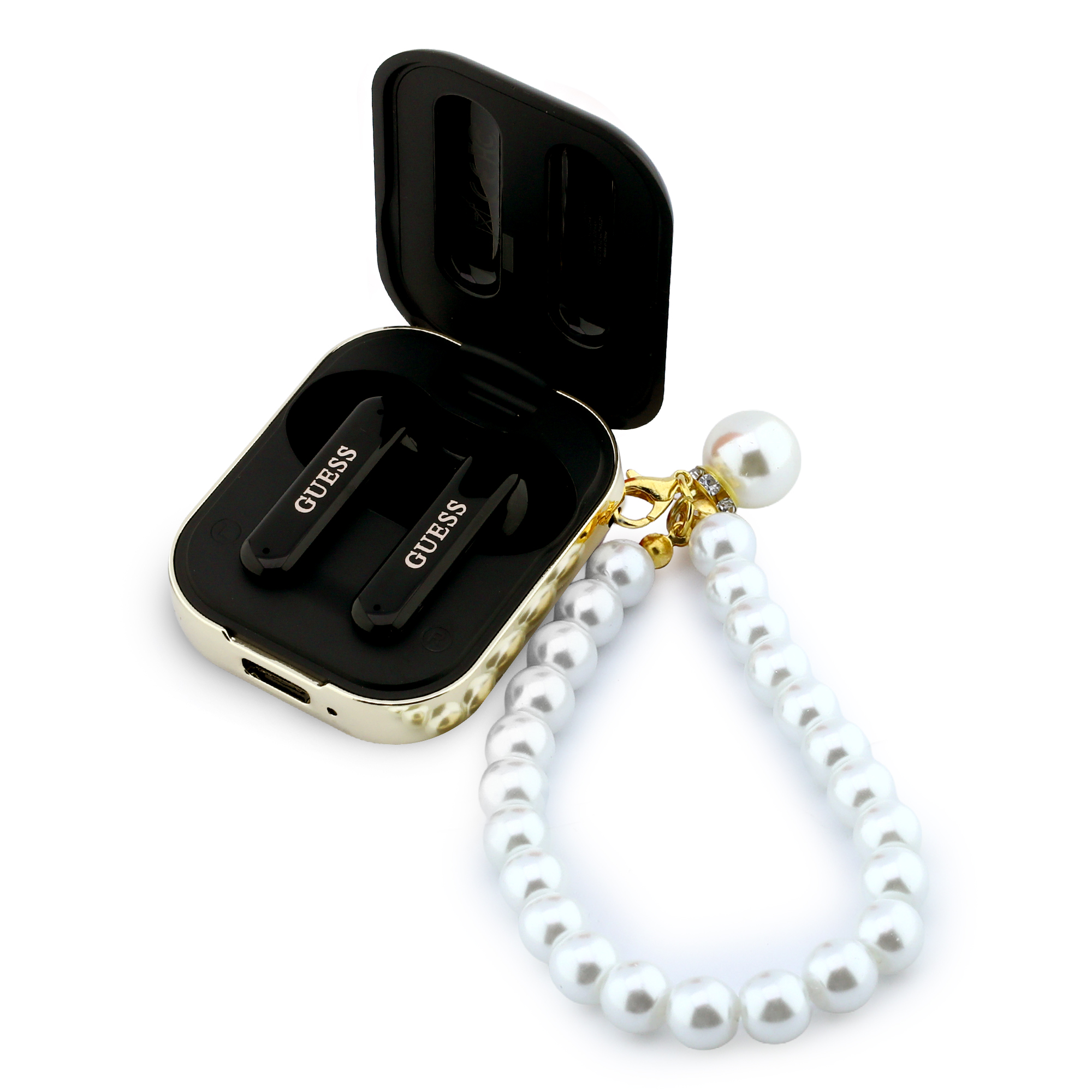 TWS Earbuds - GUESS Pearl Strap Black — audífonos (foto 3 de 5)