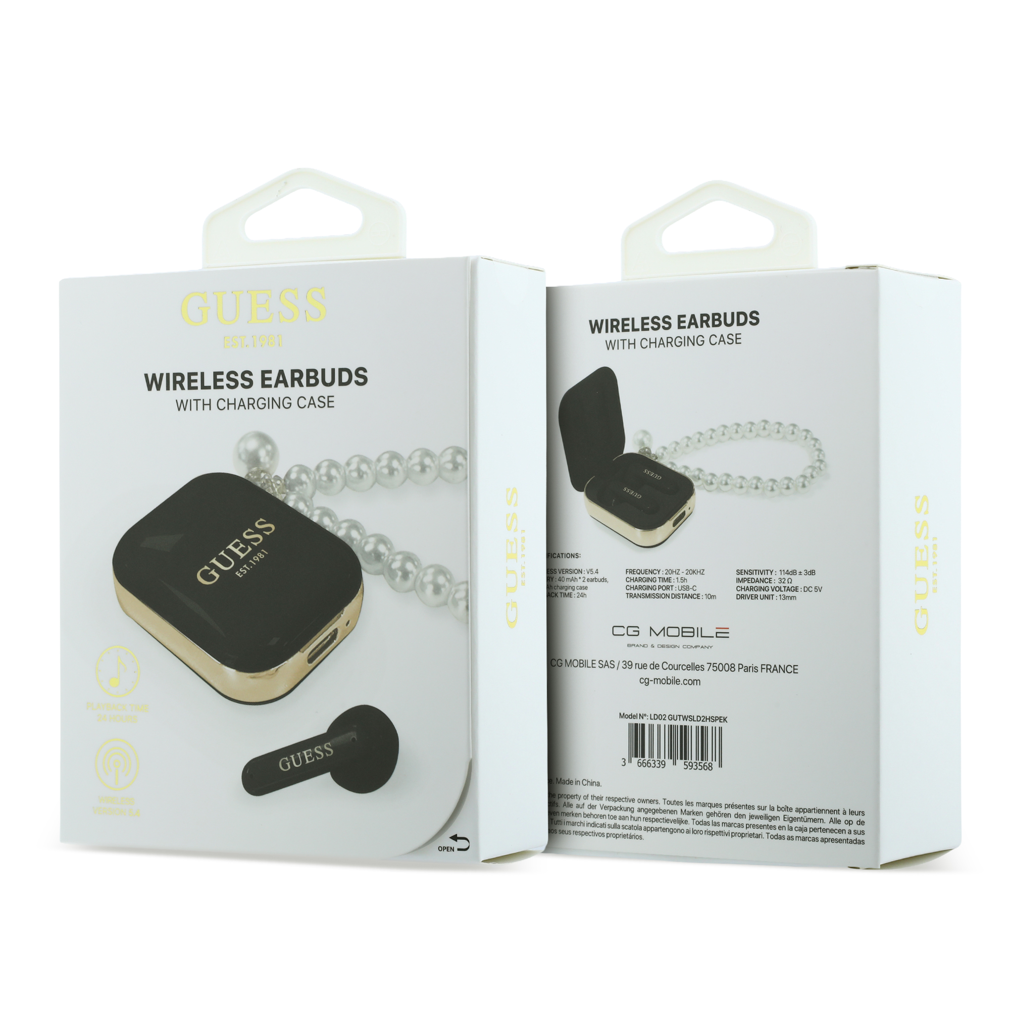 TWS Earbuds - GUESS Pearl Strap Black — audífonos (foto 5 de 5)
