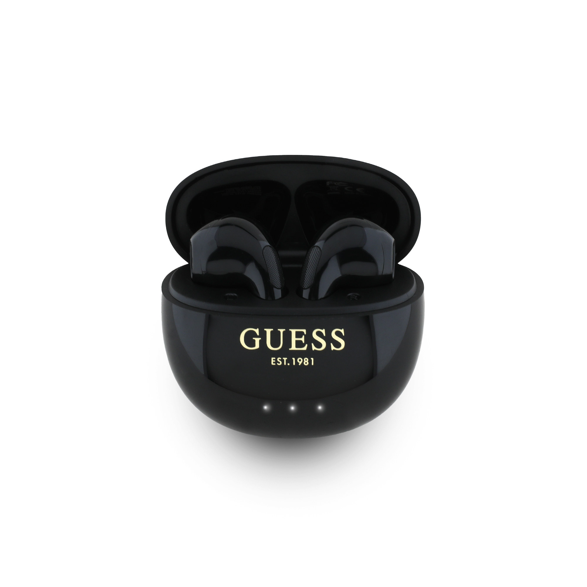 TWS Earbuds - GUESS Glossy Effect Egg Shape Classic Logo Black — audífonos (foto 2 de 5)